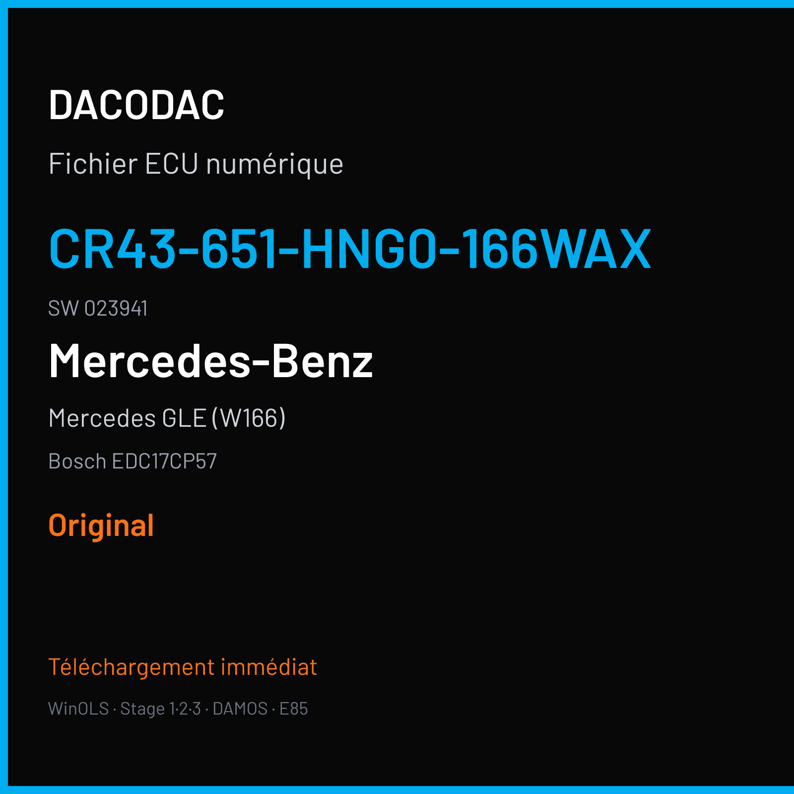 Mercedes GLE (W166) (2011) — Bosch EDC17CP57 — CR43-651-HNG0-166WAX · 023941 — Original