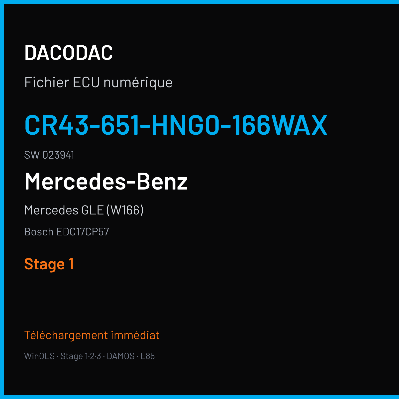 Mercedes GLE (W166) (2011) — Bosch EDC17CP57 — CR43-651-HNG0-166WAX · 023941 — Stage 1