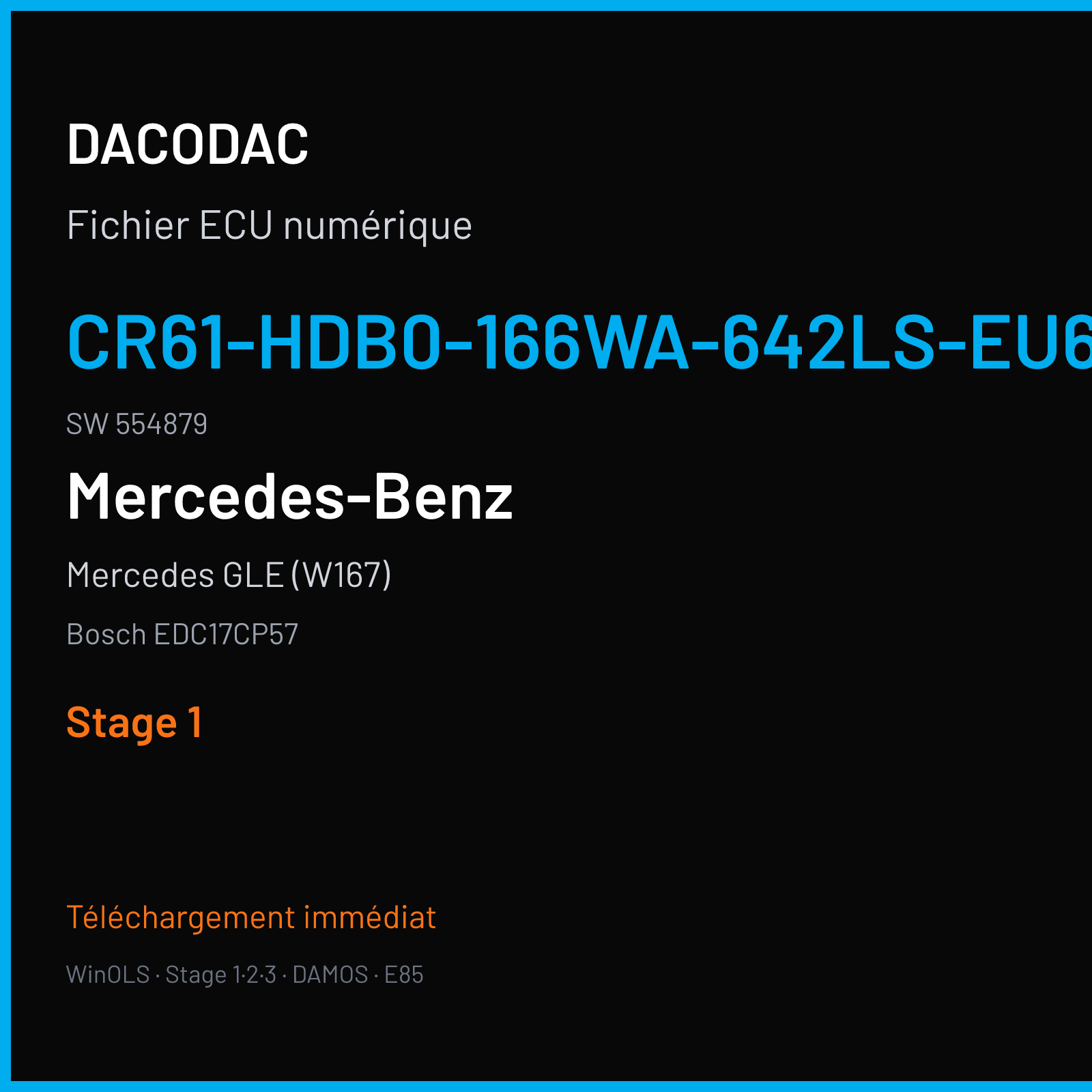 Mercedes GLE (W167) (2017) — Bosch EDC17CP57 — CR61-HDB0-166WA-642LS-EU6OPS · 554879 — Stage 1