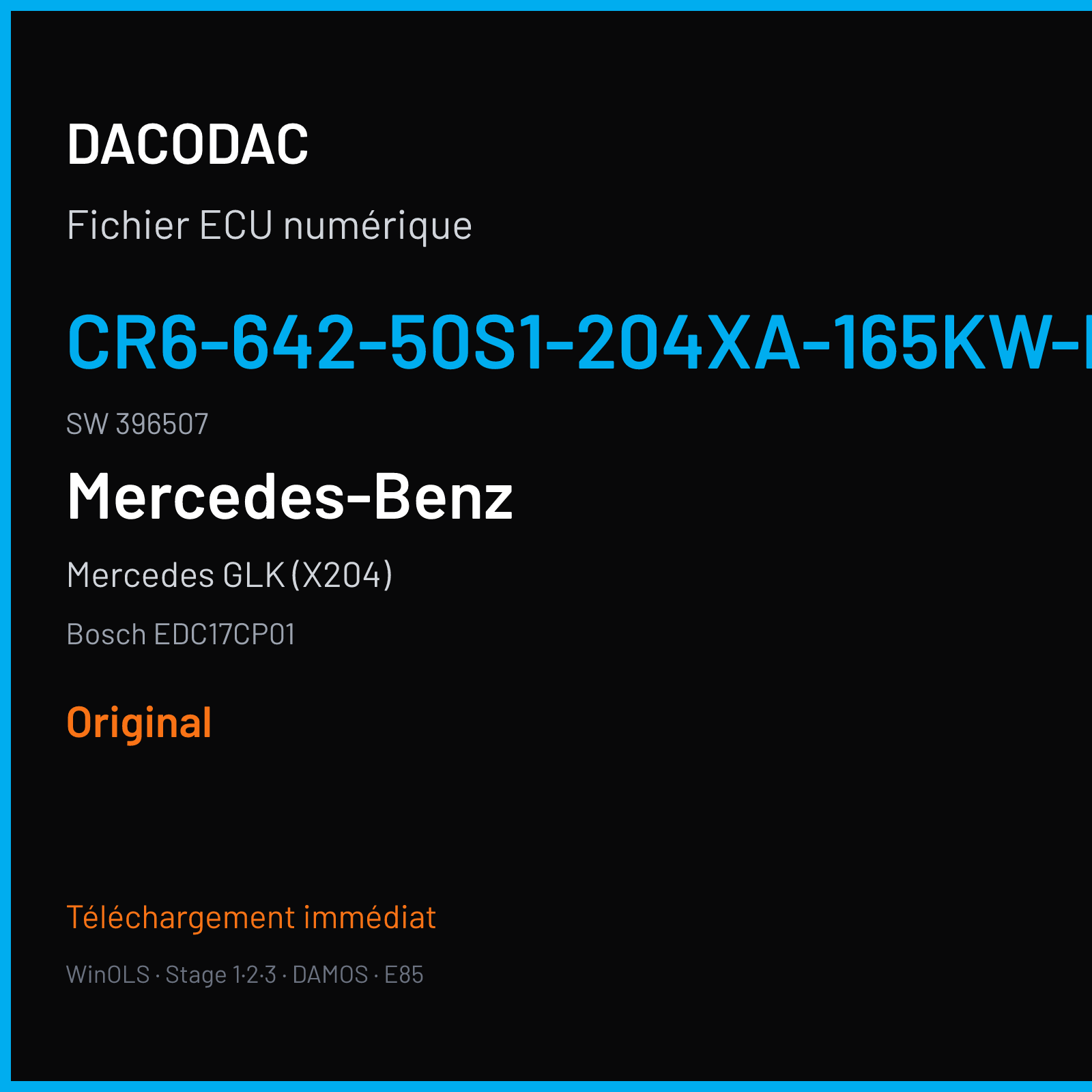 Mercedes GLK (X204) (2009) — Bosch EDC17CP01 — CR6-642-50S1-204XA-165KW-EU4OP-027C · 396507 — Original