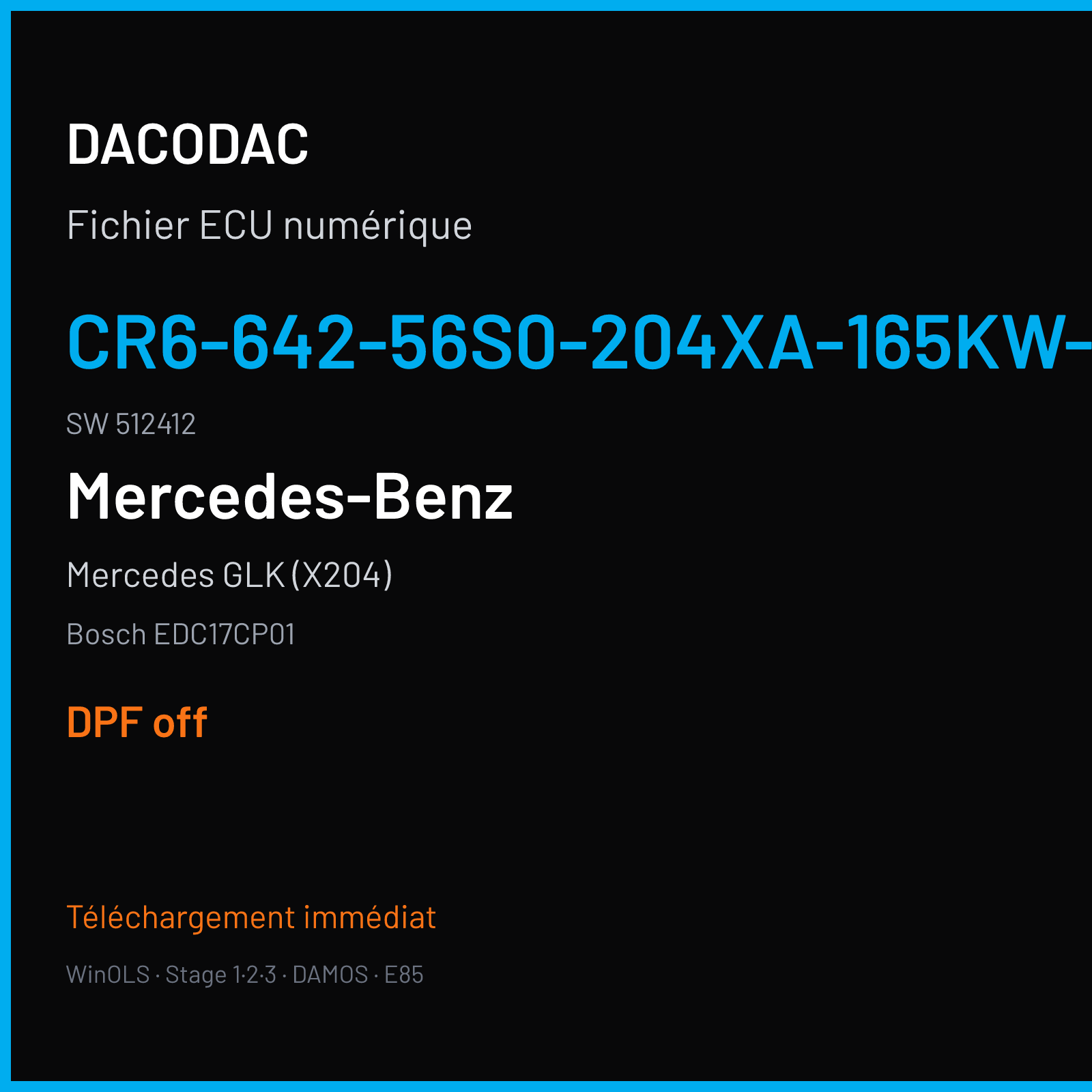 Mercedes GLK (X204) (2009) — Bosch EDC17CP01 — CR6-642-56S0-204XA-165KW-EU4OP-011C · 512412 — DPF off
