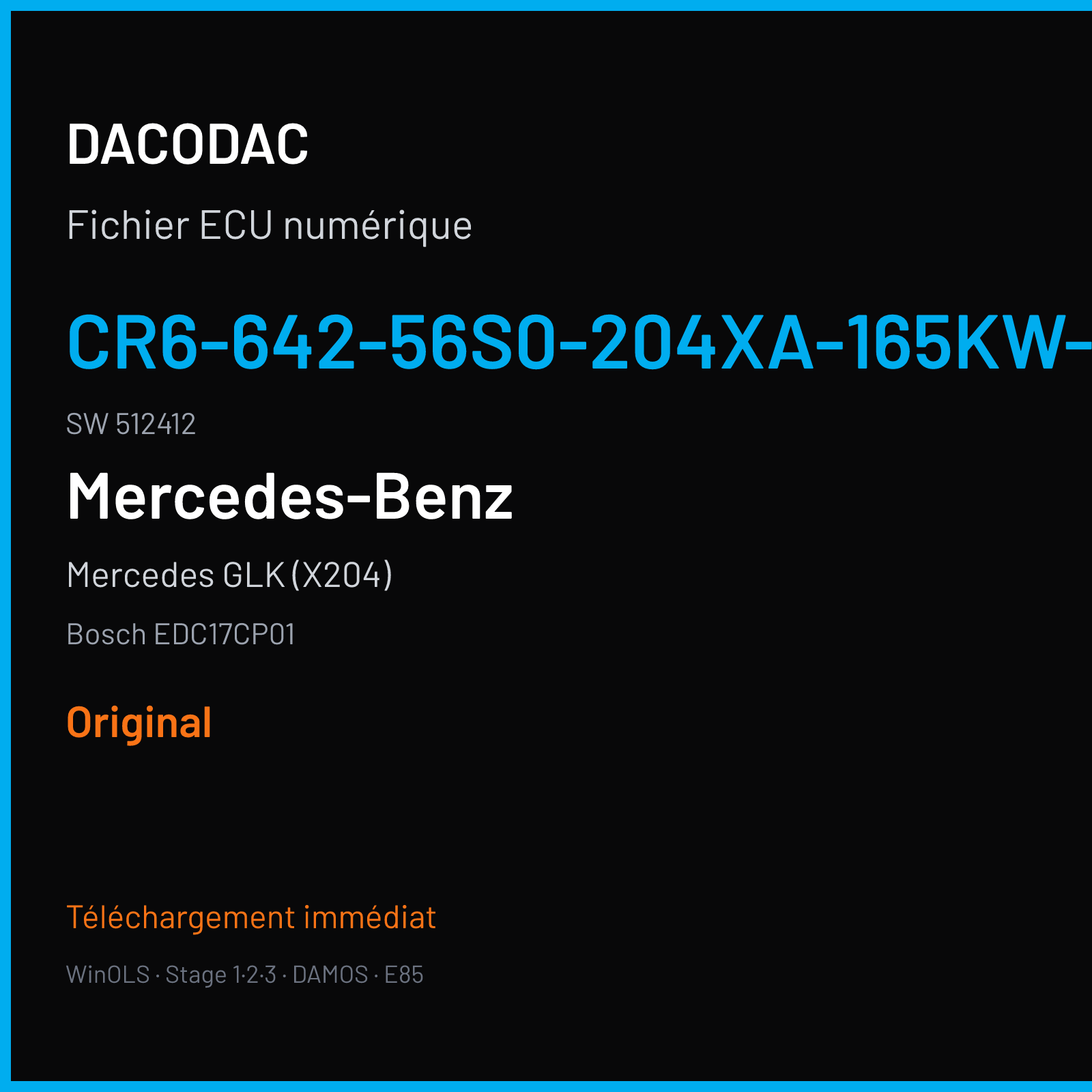 Mercedes GLK (X204) (2009) — Bosch EDC17CP01 — CR6-642-56S0-204XA-165KW-EU4OP-011C · 512412 — Original