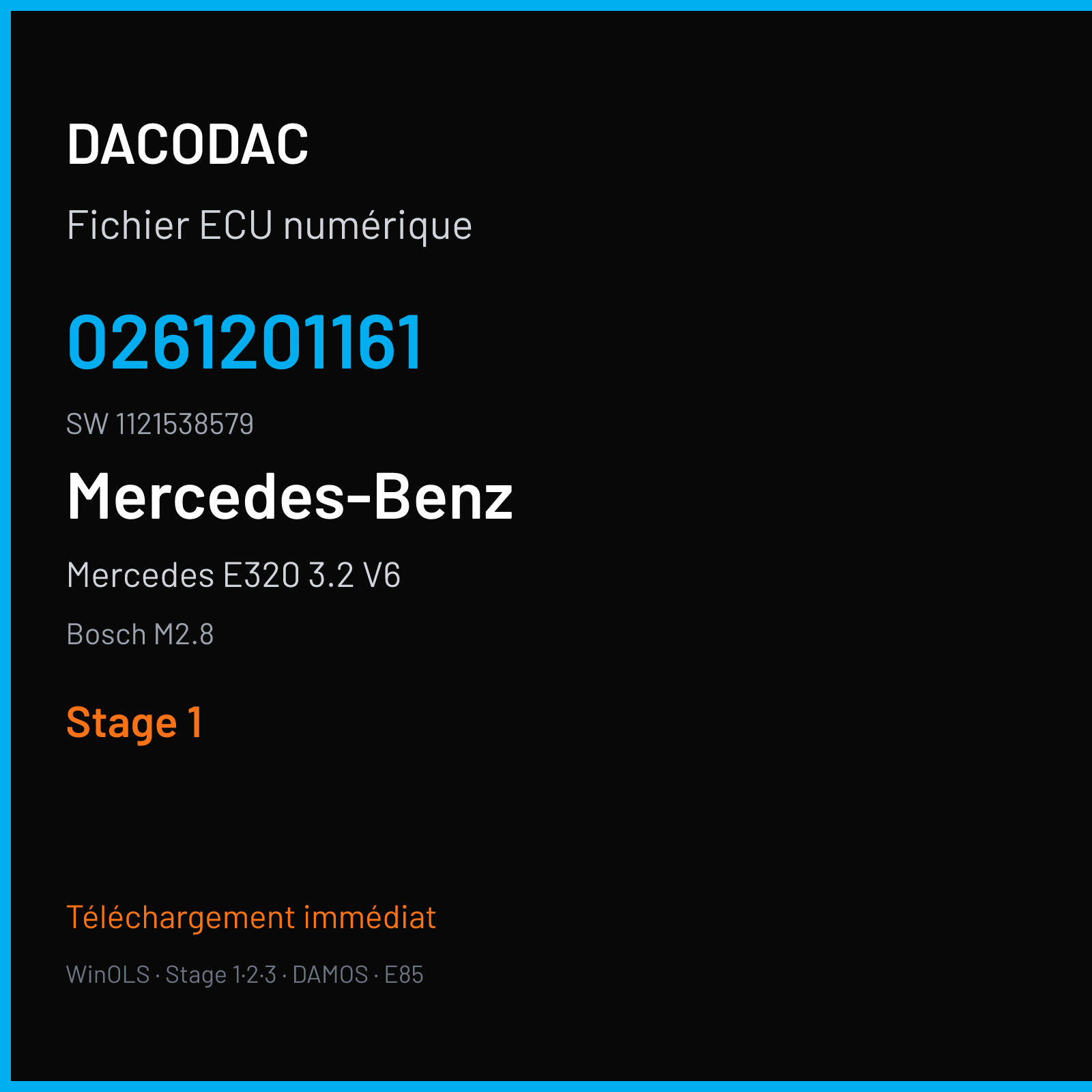 Mercedes E320 3.2 V6 224 ch — Bosch M2.8 — 0261201161 · 1121538579 · 375209 — Stage 1