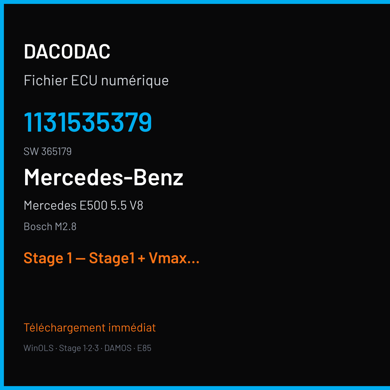 Mercedes E500 5.5 V8 (2003) — Bosch M2.8 — 1131535379 · 365179 — Stage 1 — Stage1 + Vmax