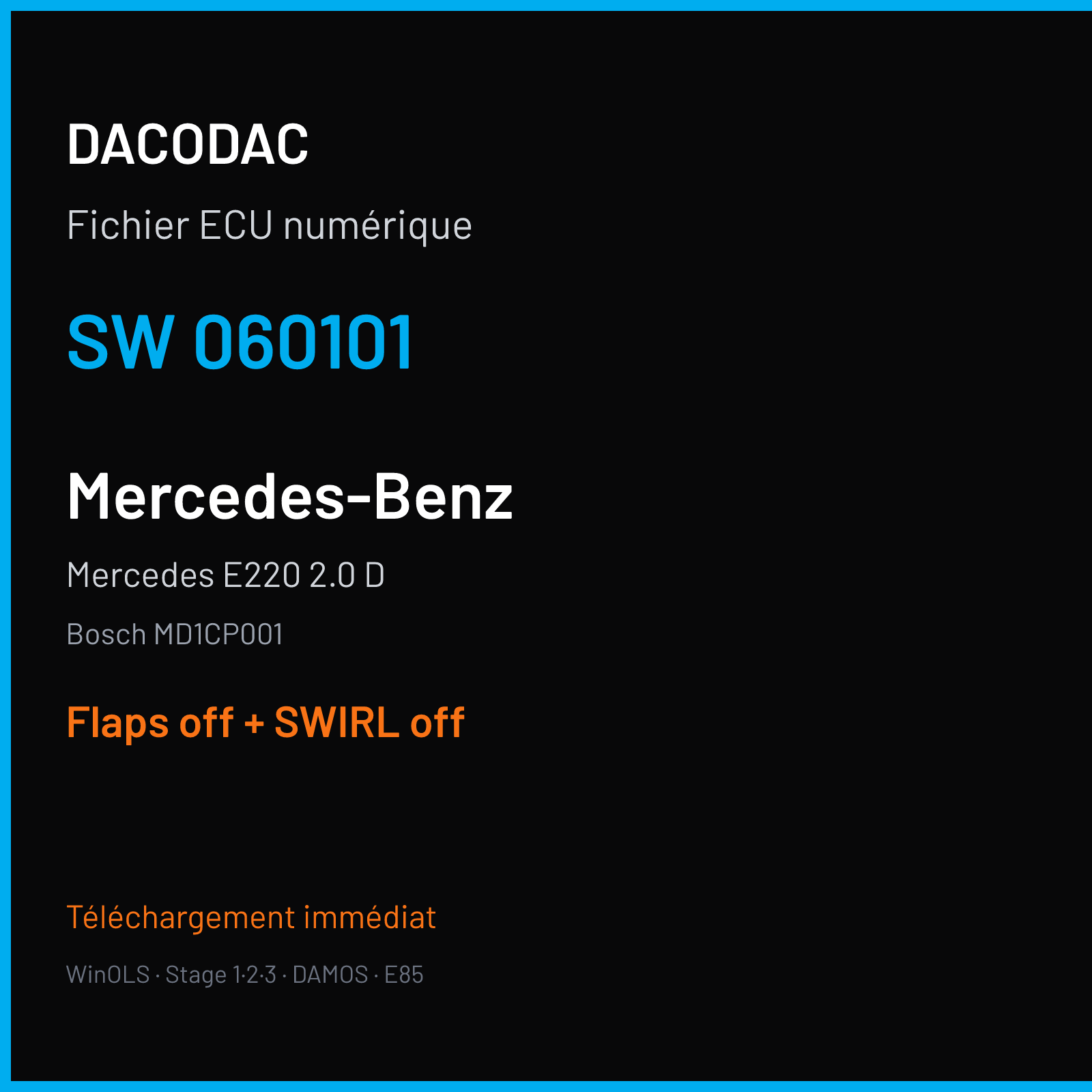 Mercedes E220 2.0 D (2018) — Bosch MD1CP001 — 060101 — Flaps off + SWIRL off