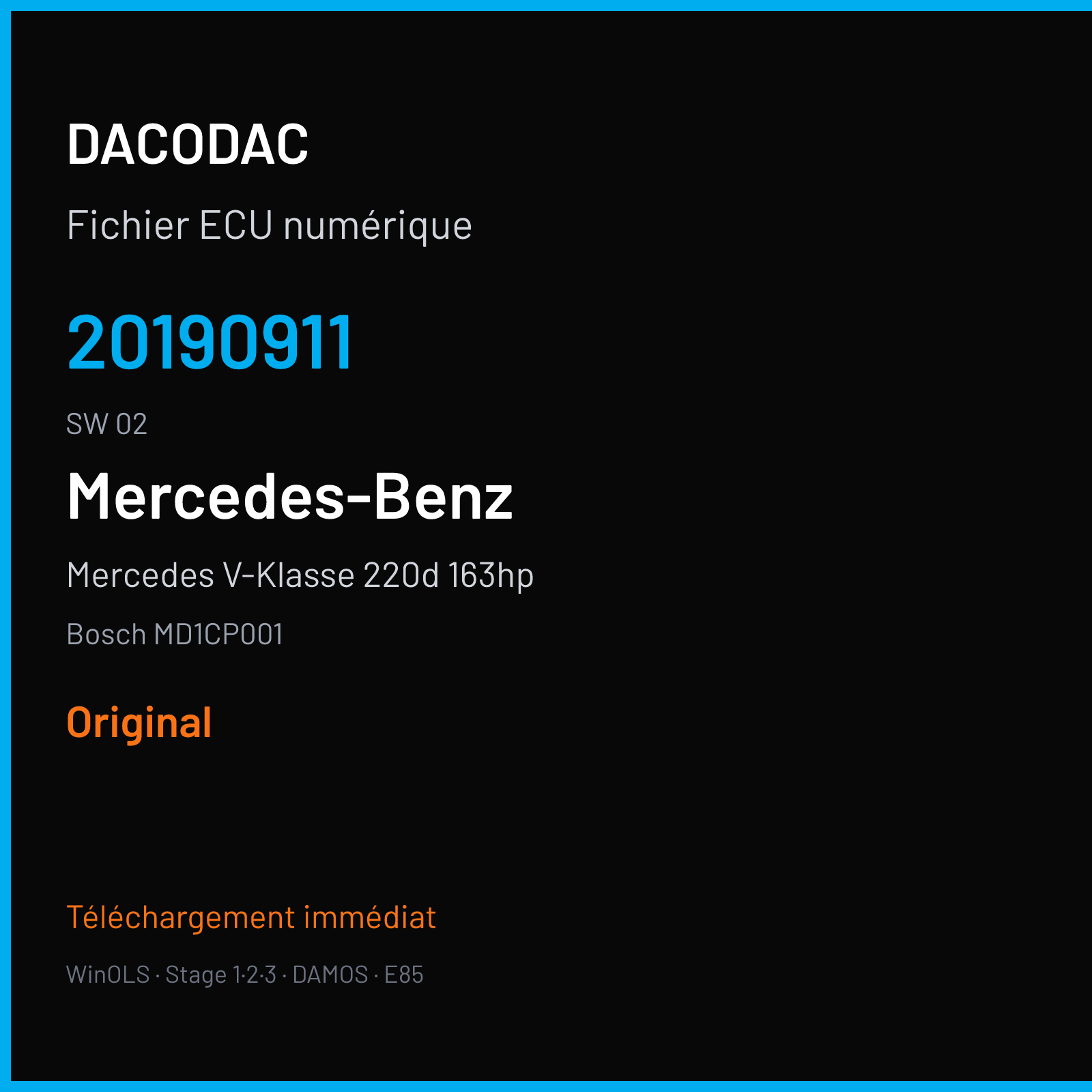 Mercedes V-Klasse 220d 163hp 163 ch (2020) — Bosch MD1CP001 — 20190911 · 02 · 1J2B3E3 066189 — Original