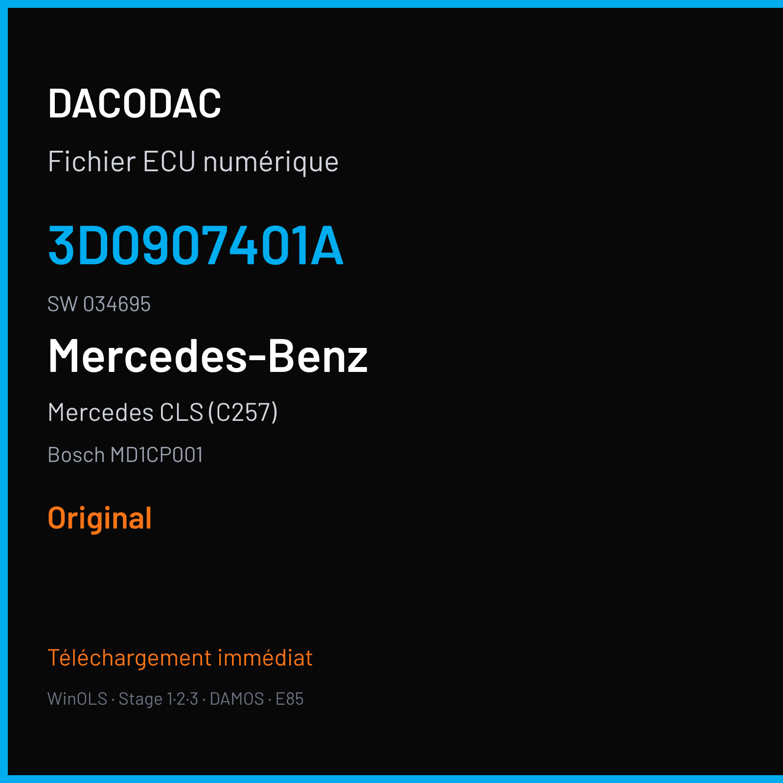 Mercedes CLS (C257) (2019) — Bosch MD1CP001 — 3D0907401A · 034695 — Original
