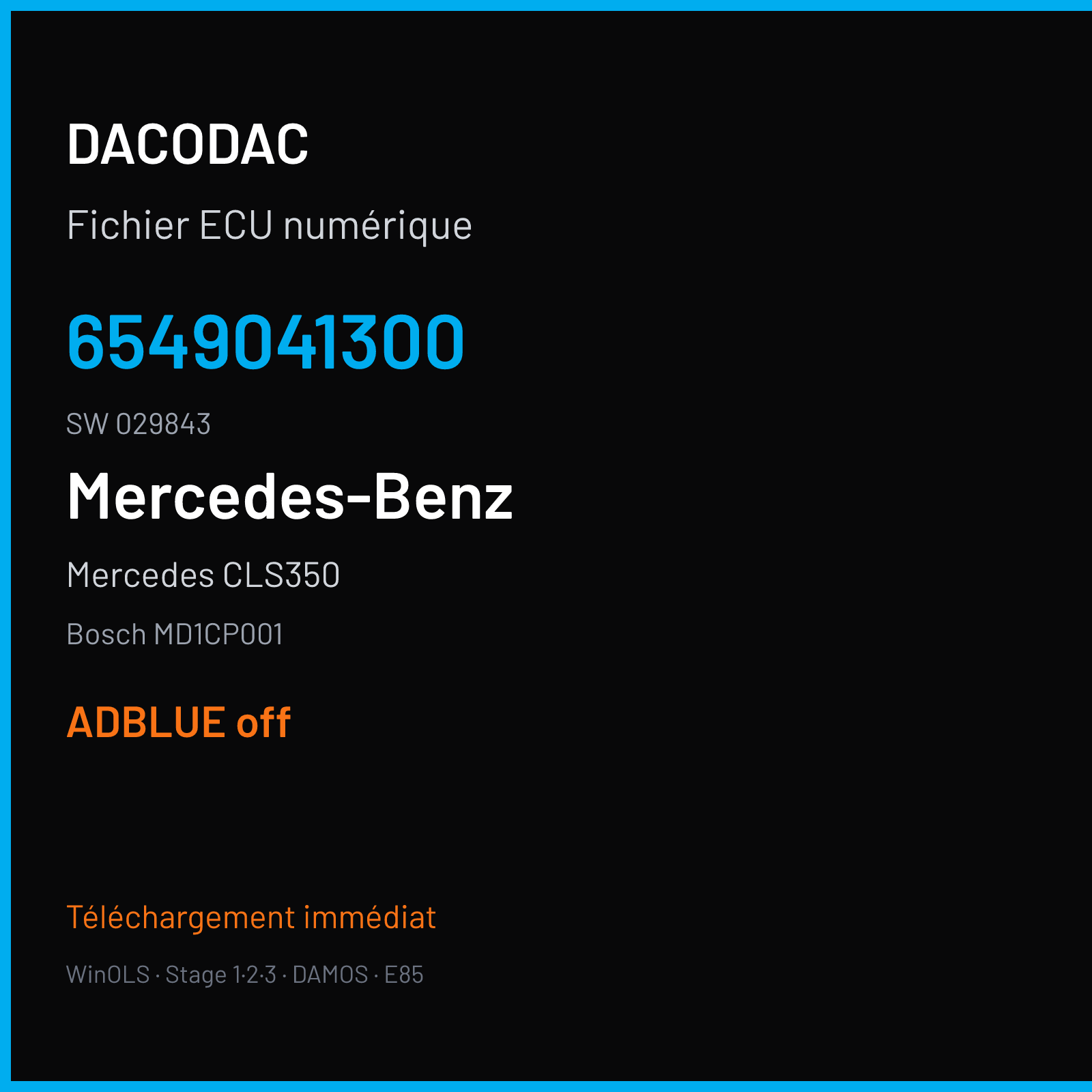 Mercedes CLS350 (2018) — Bosch MD1CP001 — 6549041300 · 029843 — ADBLUE off