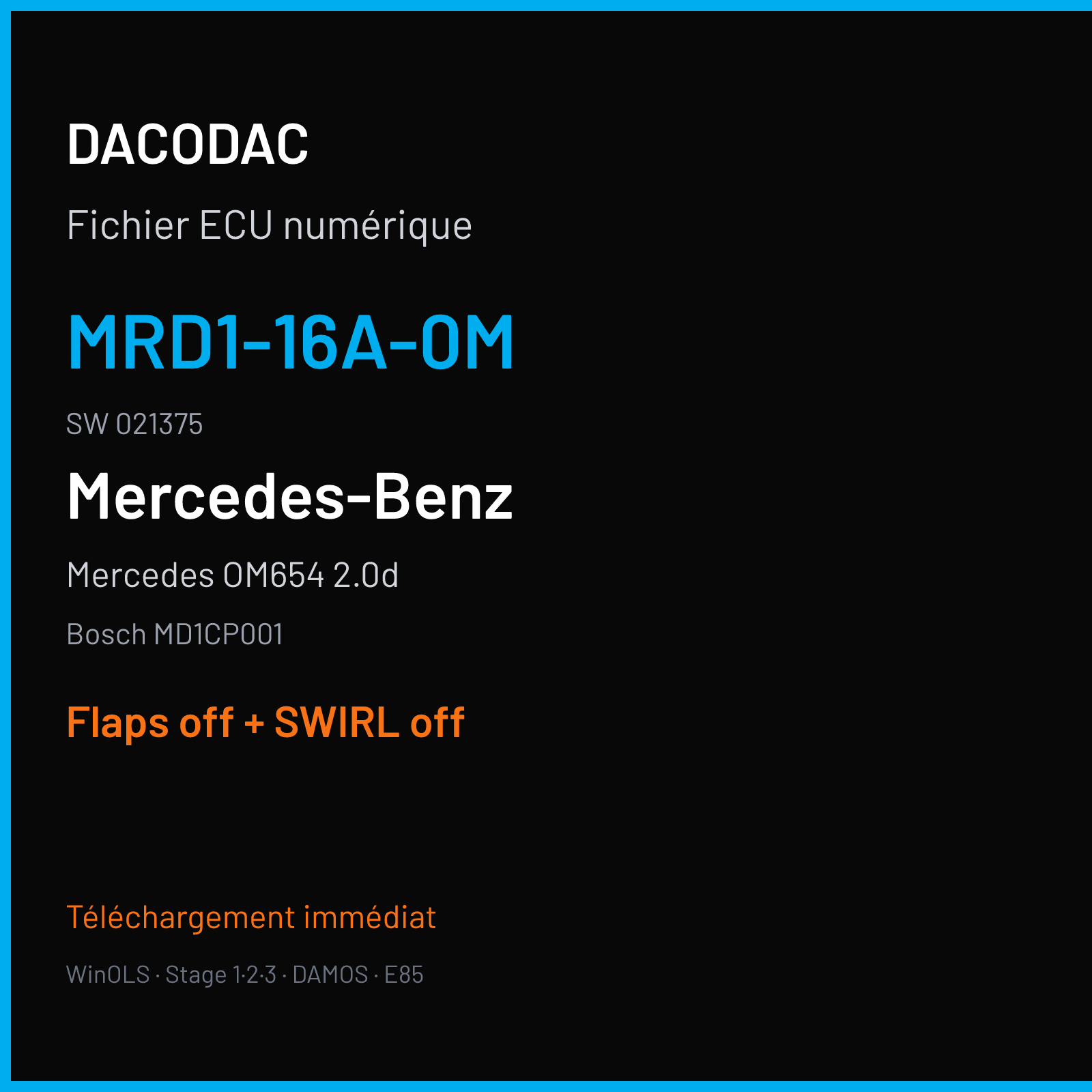 Mercedes OM654 2.0d — Bosch MD1CP001 — MRD1-16A-0M · 021375 — Flaps off + SWIRL off