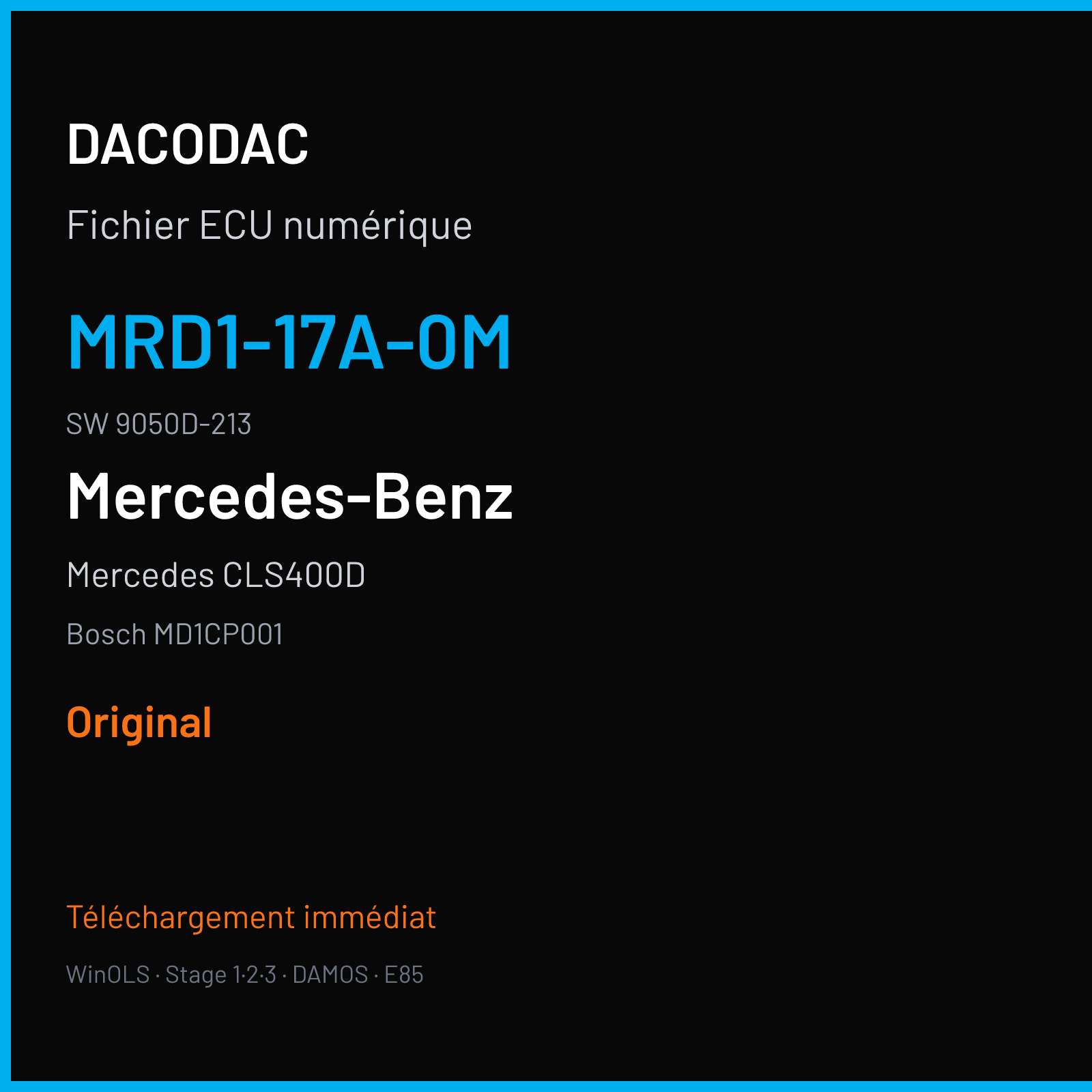 Mercedes CLS400D 340 ch (2018) — Bosch MD1CP001 — MRD1-17A-0M · 9050D-213 · 238 257-WAX-OM656D29 250 MDG1D 0M 9050D 029842 — Original