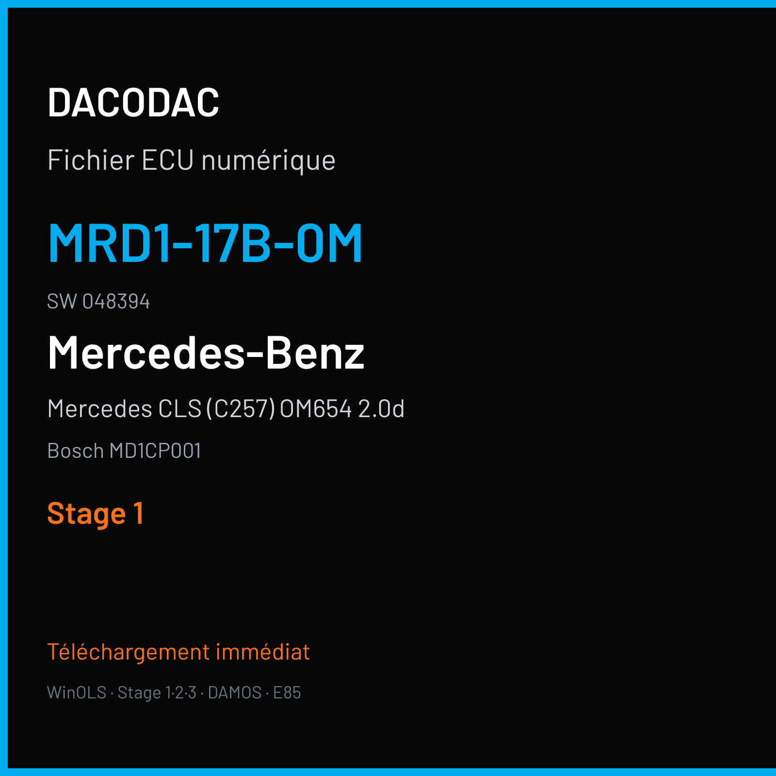 Mercedes CLS (C257) OM654 2.0d (2020) — Bosch MD1CP001 — MRD1-17B-0M · 048394 — Stage 1