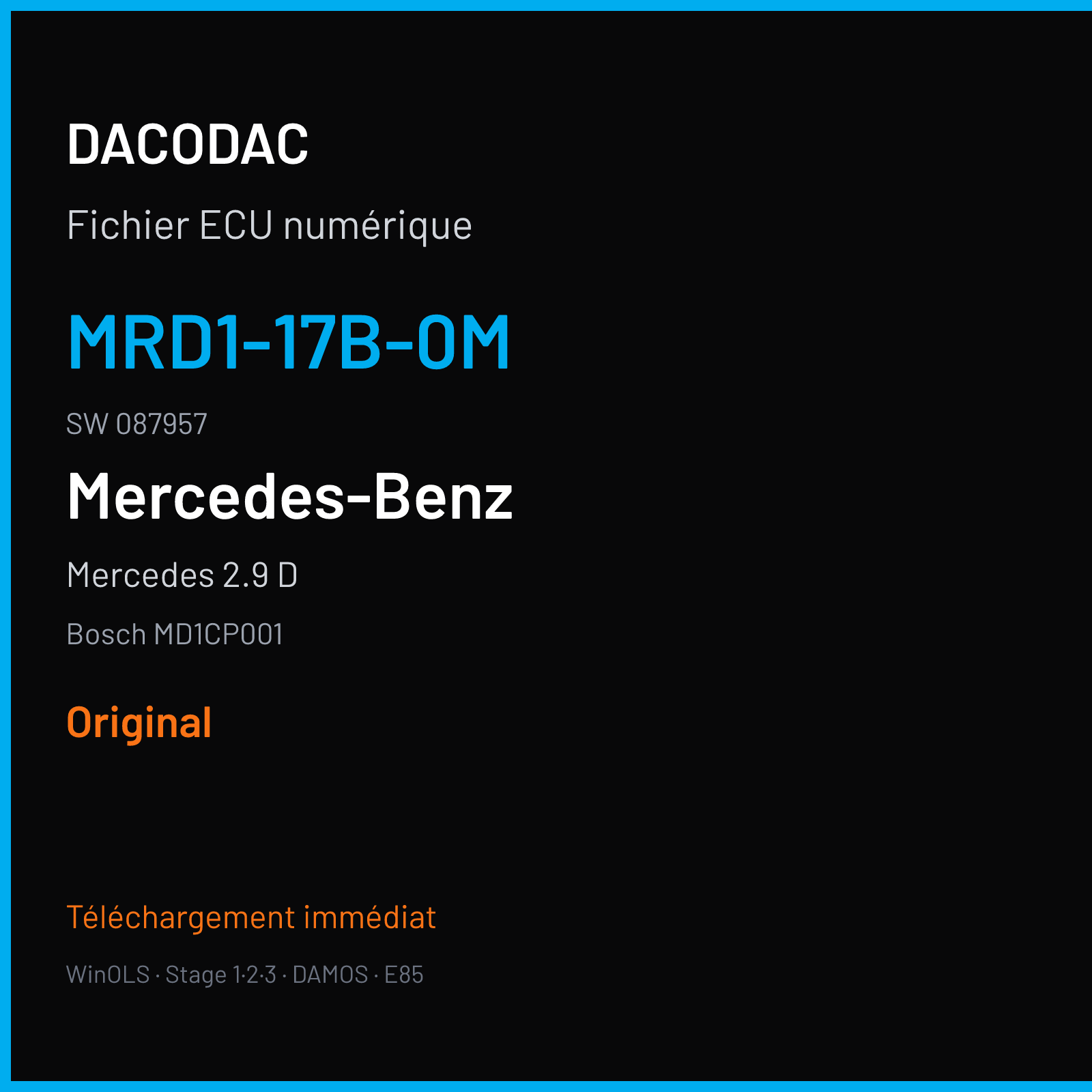 Mercedes 2.9 D (2020) — Bosch MD1CP001 — MRD1-17B-0M · 087957 — Original