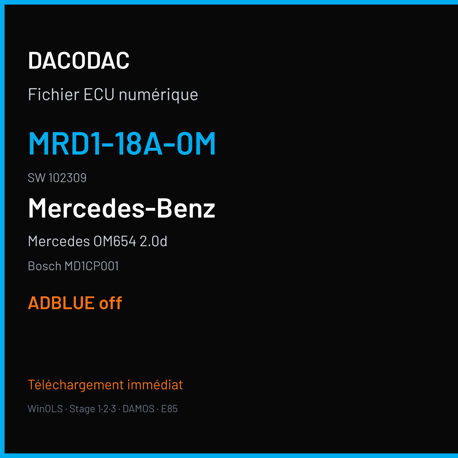 Mercedes OM654 2.0d — Bosch MD1CP001 — MRD1-18A-0M · 102309 — ADBLUE off
