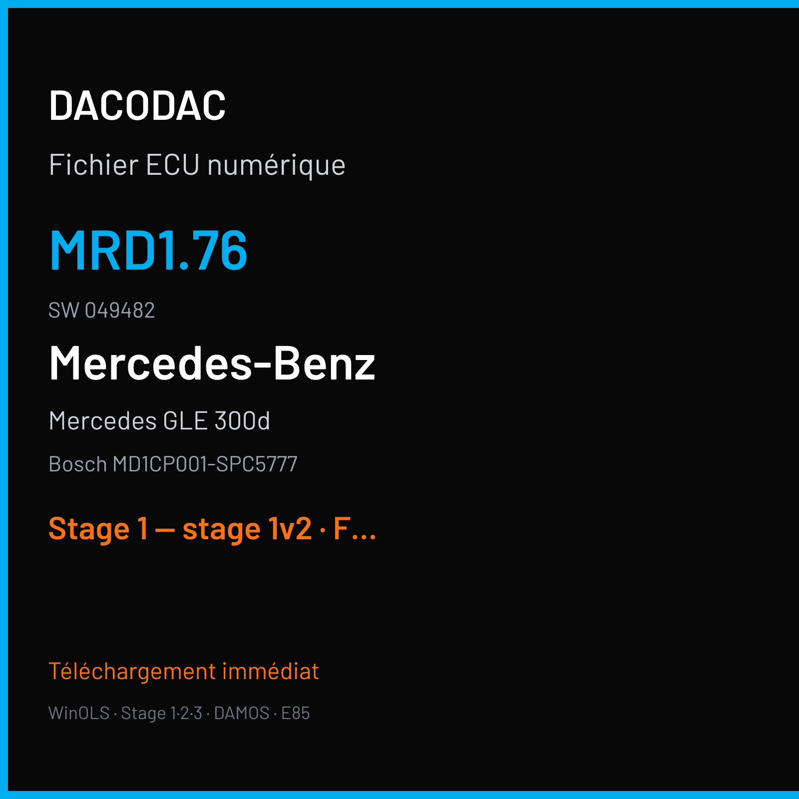Mercedes GLE 300d (2019) — Bosch MD1CP001-SPC5777 — MRD1.76 · 049482 — Stage 1 — stage 1v2