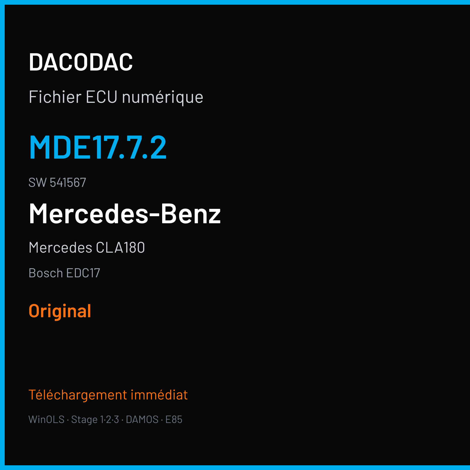 Mercedes CLA180 (2016) — Bosch EDC17 — MDE17.7.2 · 541567 — Original