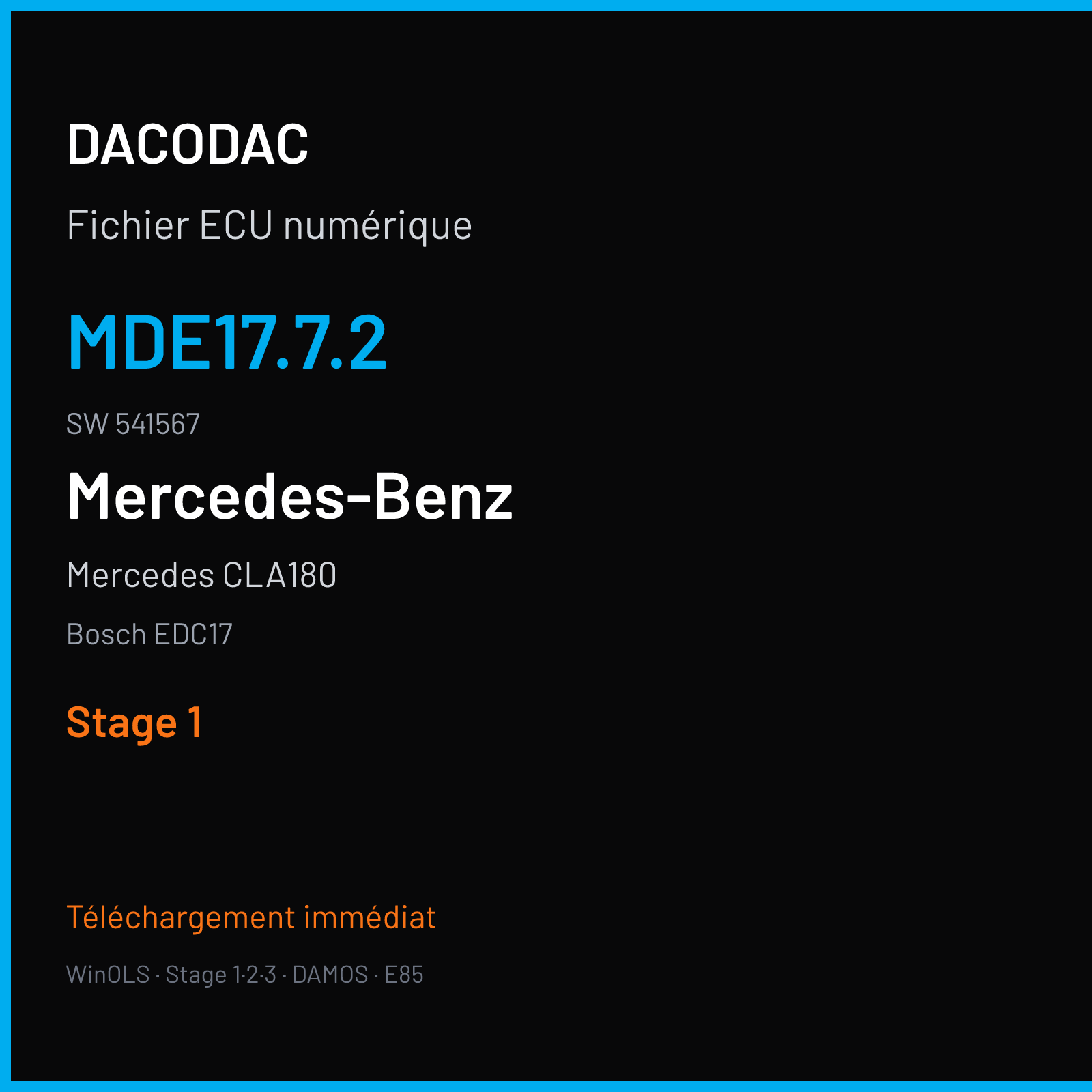 Mercedes CLA180 (2016) — Bosch EDC17 — MDE17.7.2 · 541567 — Stage 1