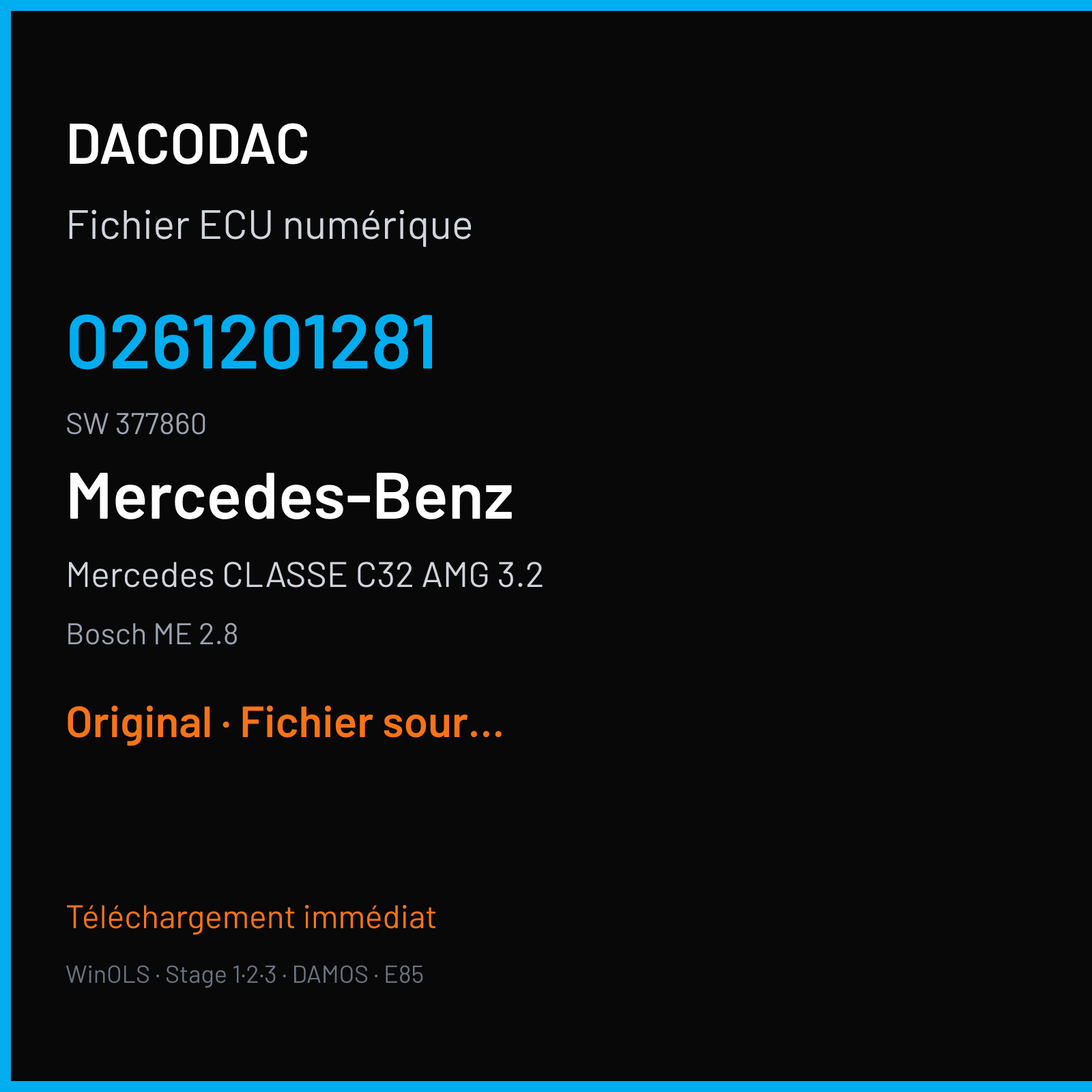 Mercedes CLASSE C32 AMG 3.2 (2002) — Bosch ME 2.8 — 0261201281 · 377860 — Original