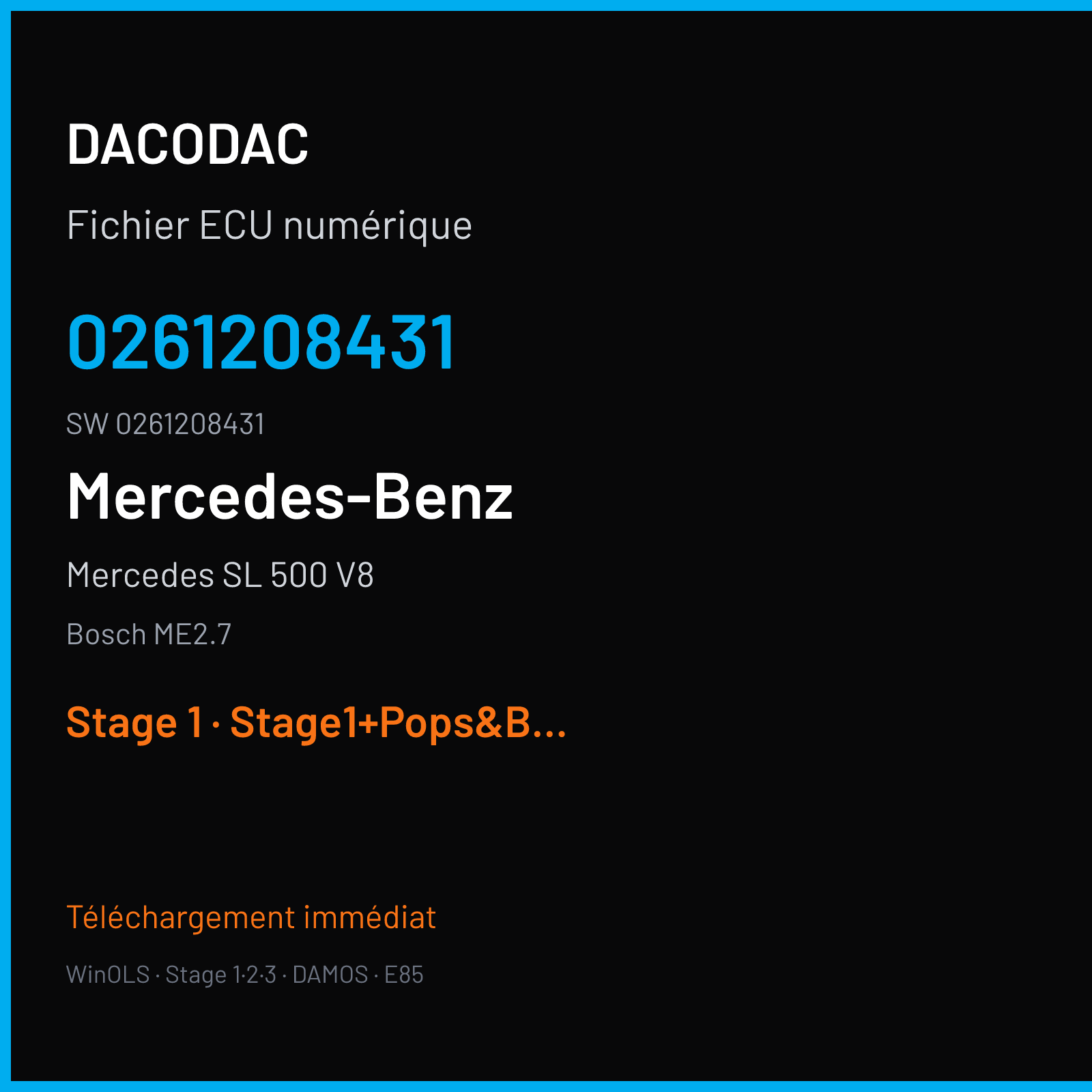 Mercedes SL 500 V8 (2002) — Bosch ME2.7 — 0261208431 · 0261208431 — Stage 1
