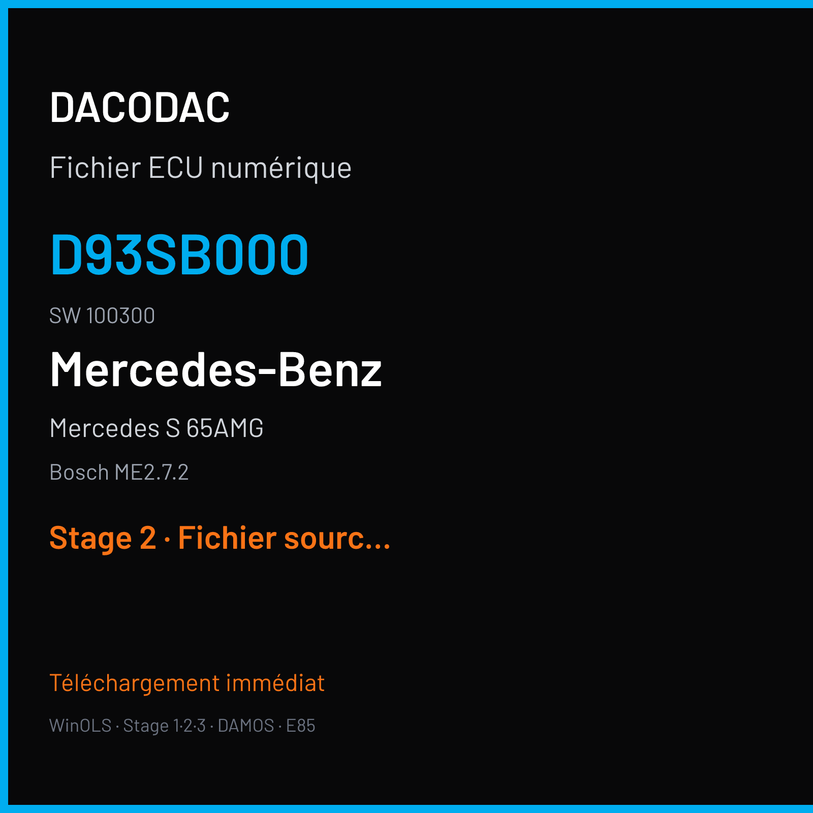 Mercedes S 65AMG 604 ch (2011) — Bosch ME2.7.2 — D93SB000 · 100300 · 001-172.630022.1 3FFF undefined — Stage 2