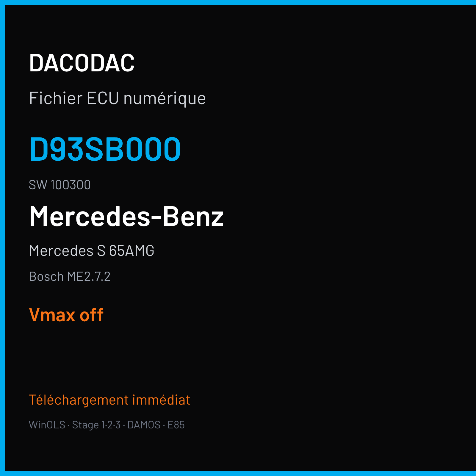 Mercedes S 65AMG 604 ch (2011) — Bosch ME2.7.2 — D93SB000 · 100300 · 001-172.630022.1 3FFF undefined — VMAX off