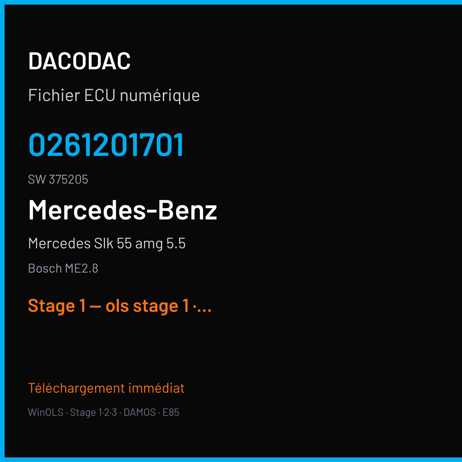 Mercedes Slk 55 amg 5.5 (2007) — Bosch ME2.8 — 0261201701 · 375205 — Stage 1 — ols stage 1
