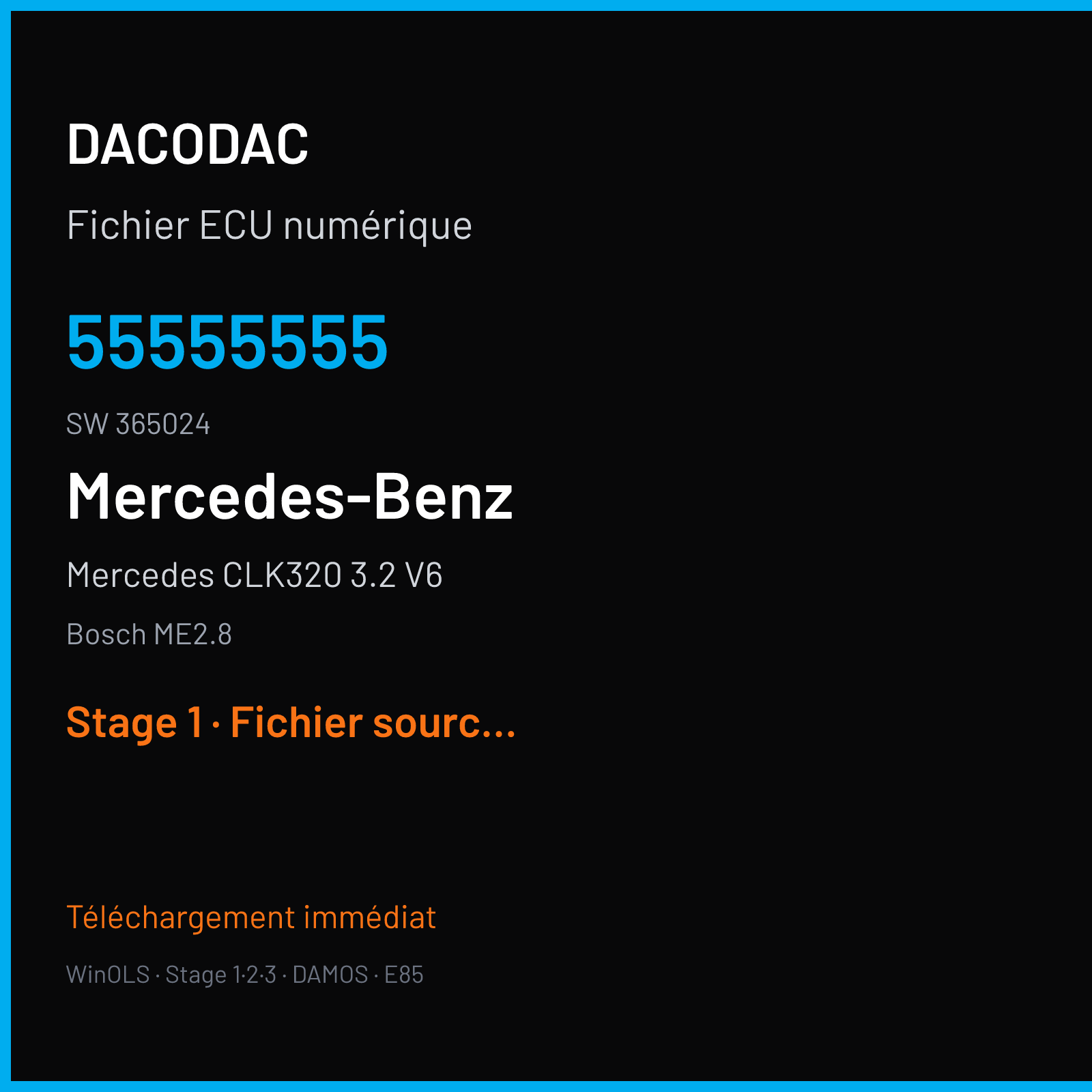 Mercedes CLK320 3.2 V6 (2003) — Bosch ME2.8 — 55555555 · 365024 — Stage 1