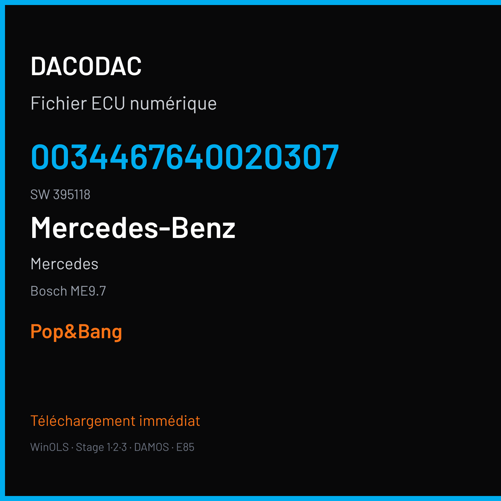 Mercedes (2009) — Bosch ME9.7 — 0034467640020307 · 395118 — Pop&Bang
