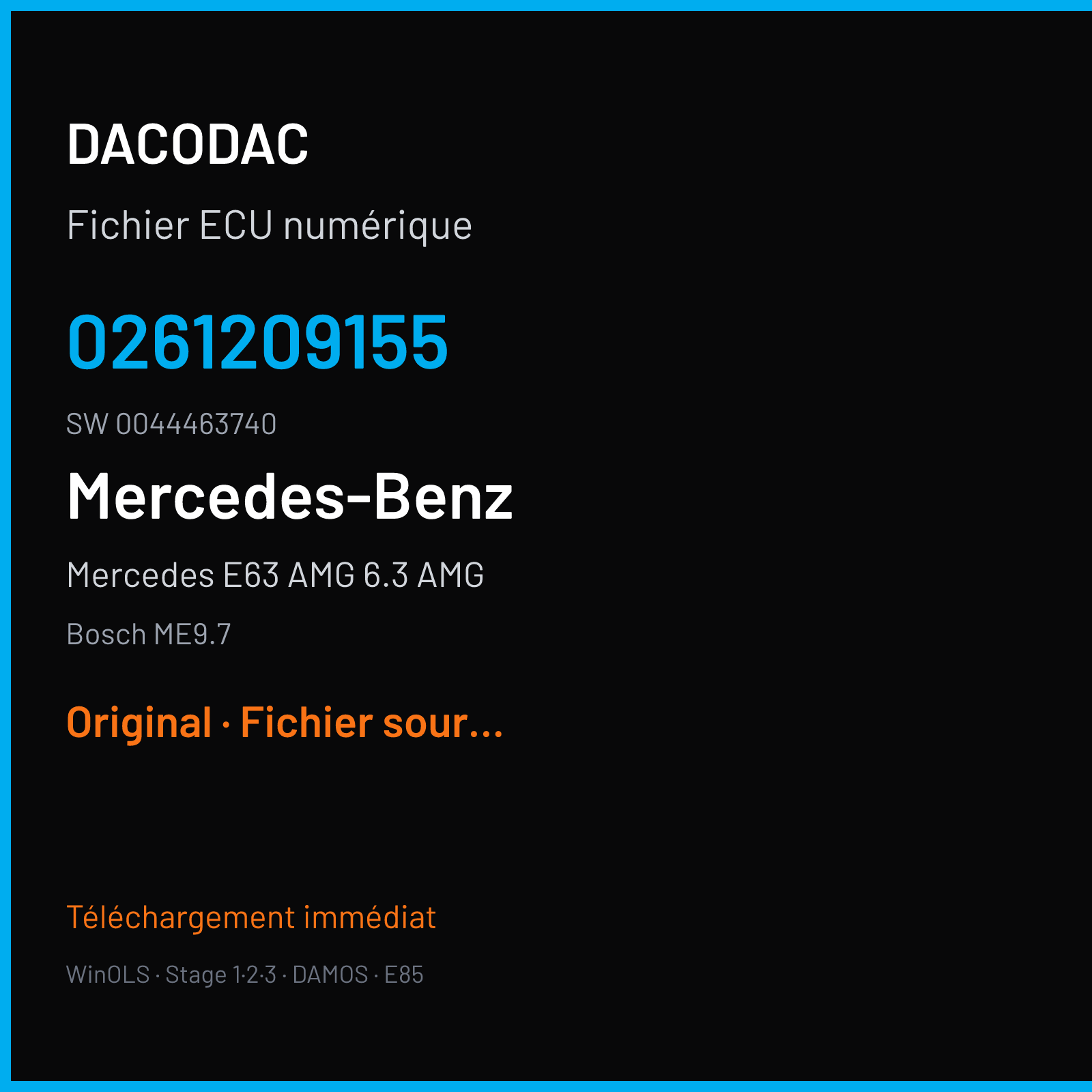 Mercedes E63 AMG 6.3 AMG (2007) — Bosch ME9.7 — 0261209155 · 0044463740 — Original