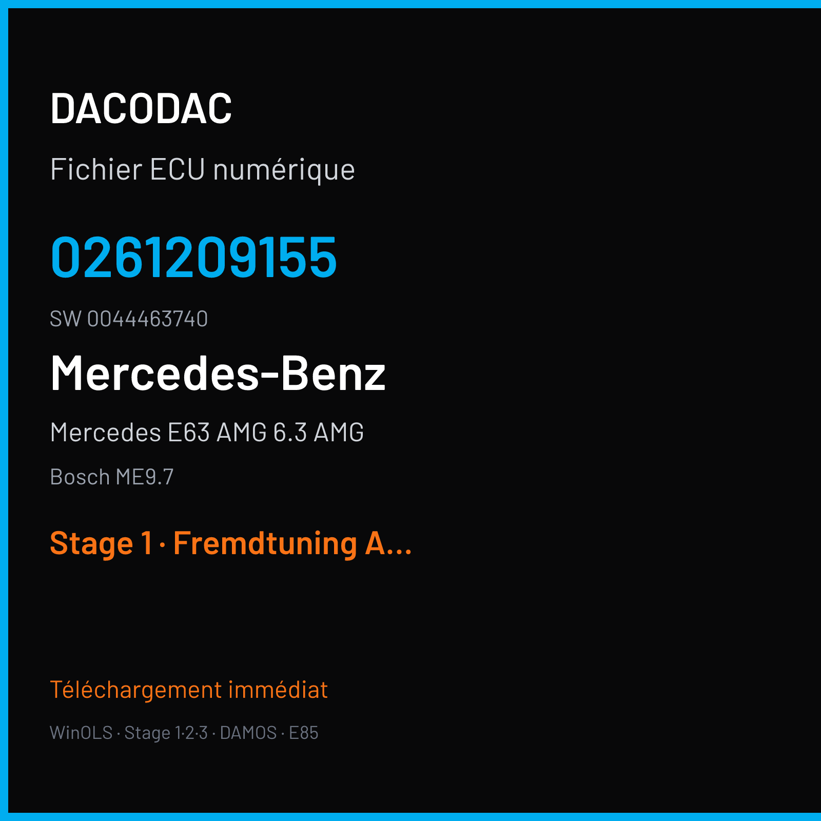 Mercedes E63 AMG 6.3 AMG (2007) — Bosch ME9.7 — 0261209155 · 0044463740 — Stage 1