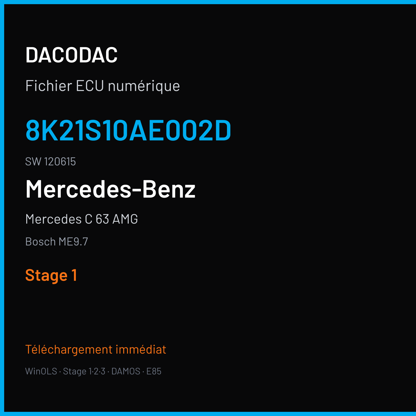 Mercedes C 63 AMG 457 ch (2013) — Bosch ME9.7 — 8k21S10AE002D · 120615 · K21S10AD00X1037527947 527947 — Stage 1
