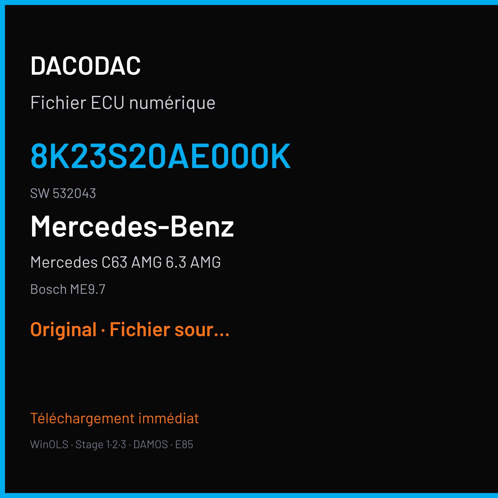 Mercedes C63 AMG 6.3 AMG (2013) — Bosch ME9.7 — 8k23S20AE000K · 532043 — Original