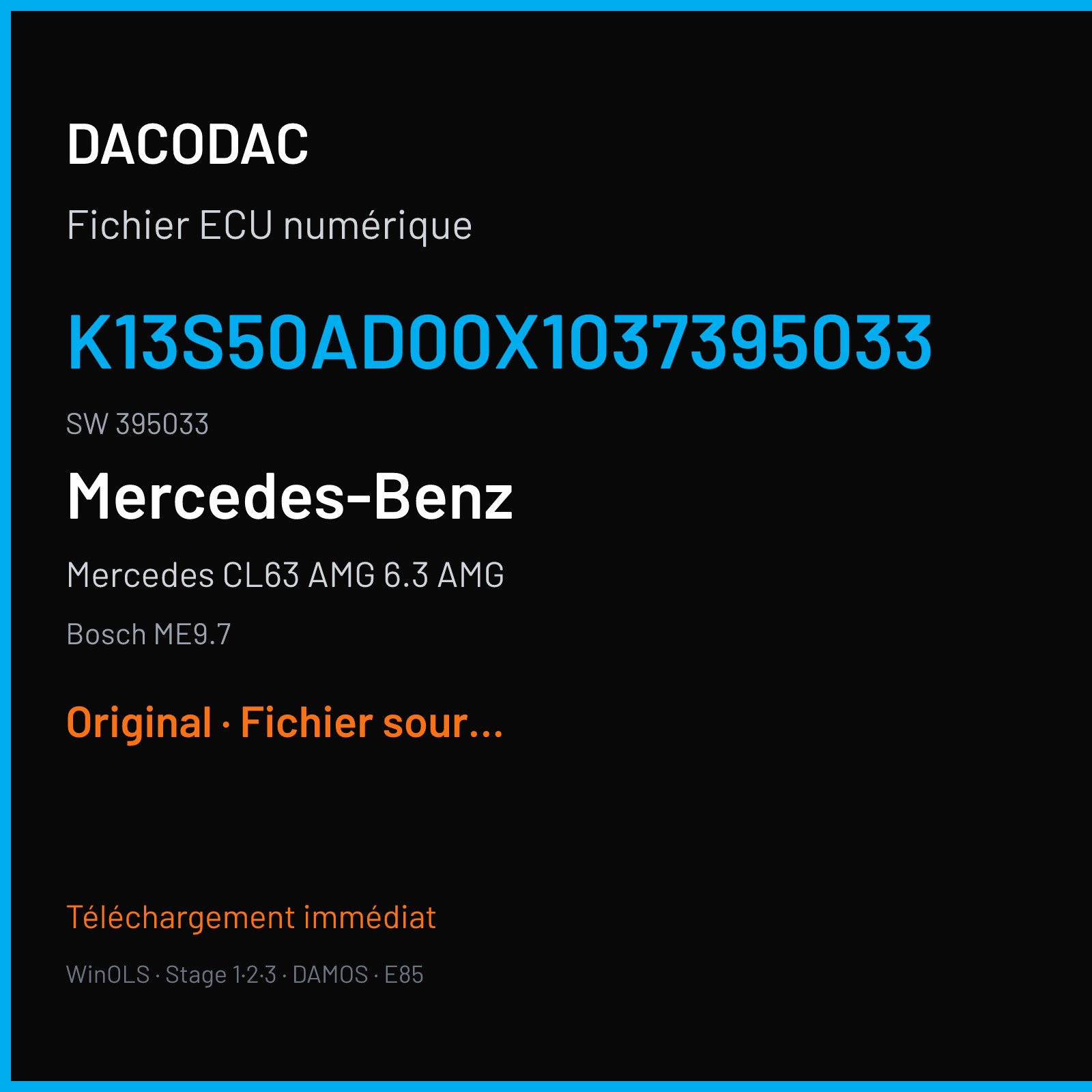 Mercedes CL63 AMG 6.3 AMG (2009) — Bosch ME9.7 — K13S50AD00X1037395033 · 395033 — Original