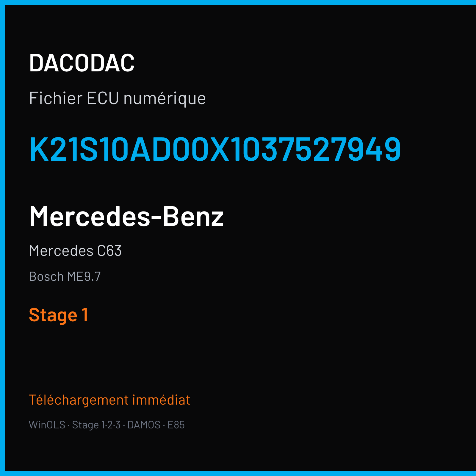 Mercedes C63 (2012) — Bosch ME9.7 — K21S10AD00X1037527949 — Stage 1