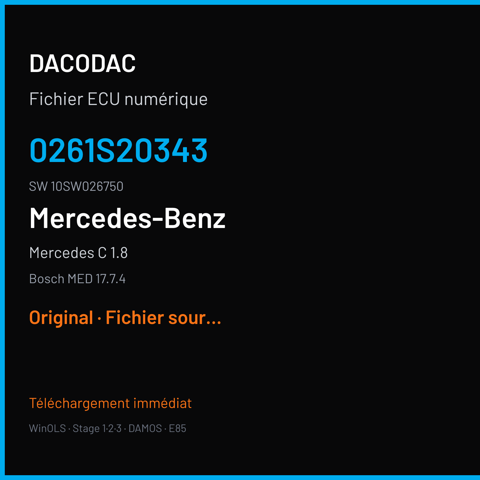 Mercedes C 1.8 (2019) — Bosch MED 17.7.4 — 0261S20343 · 10SW026750 — Original