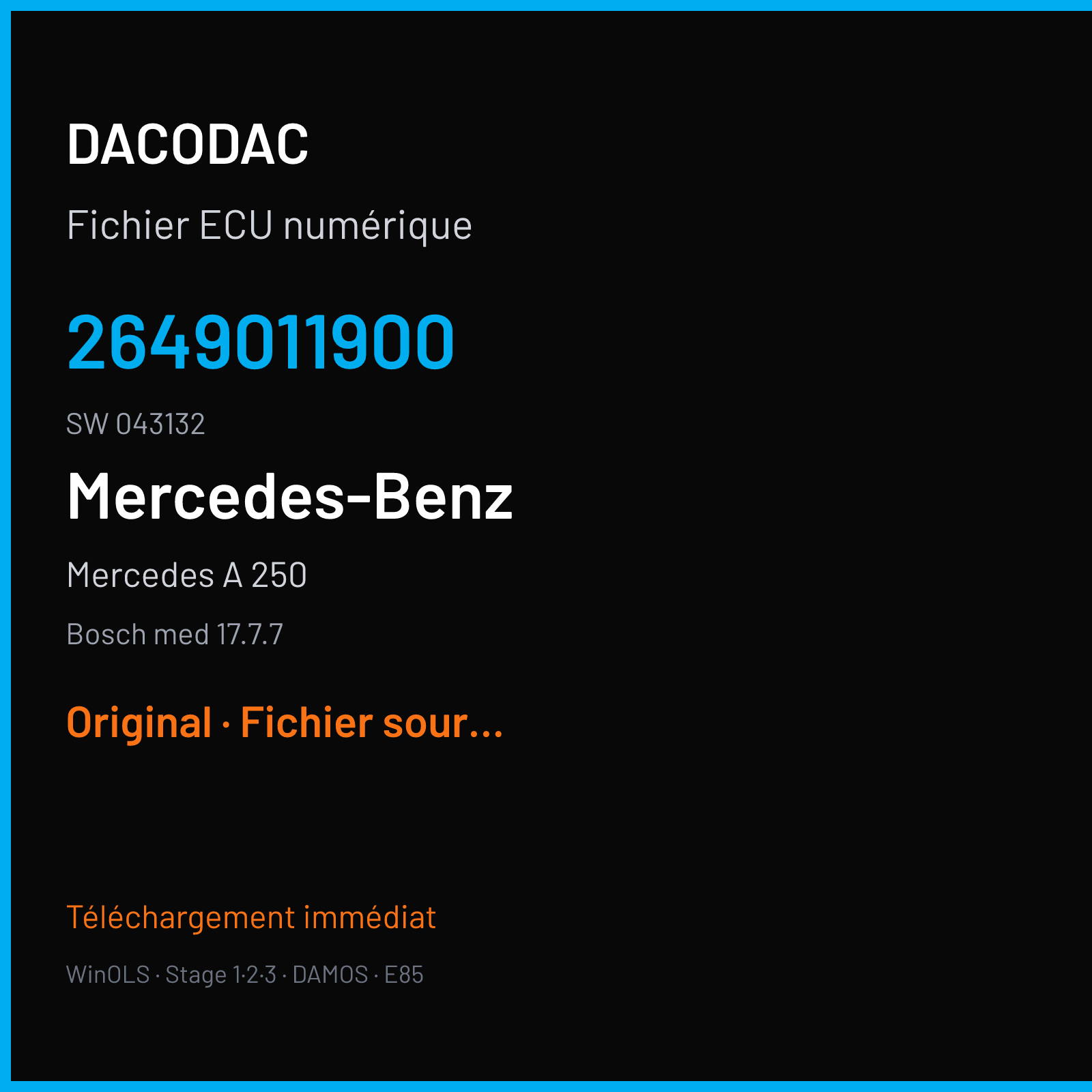 Mercedes A 250 (2019) — Bosch med 17.7.7 — 2649011900 · 043132 — Original