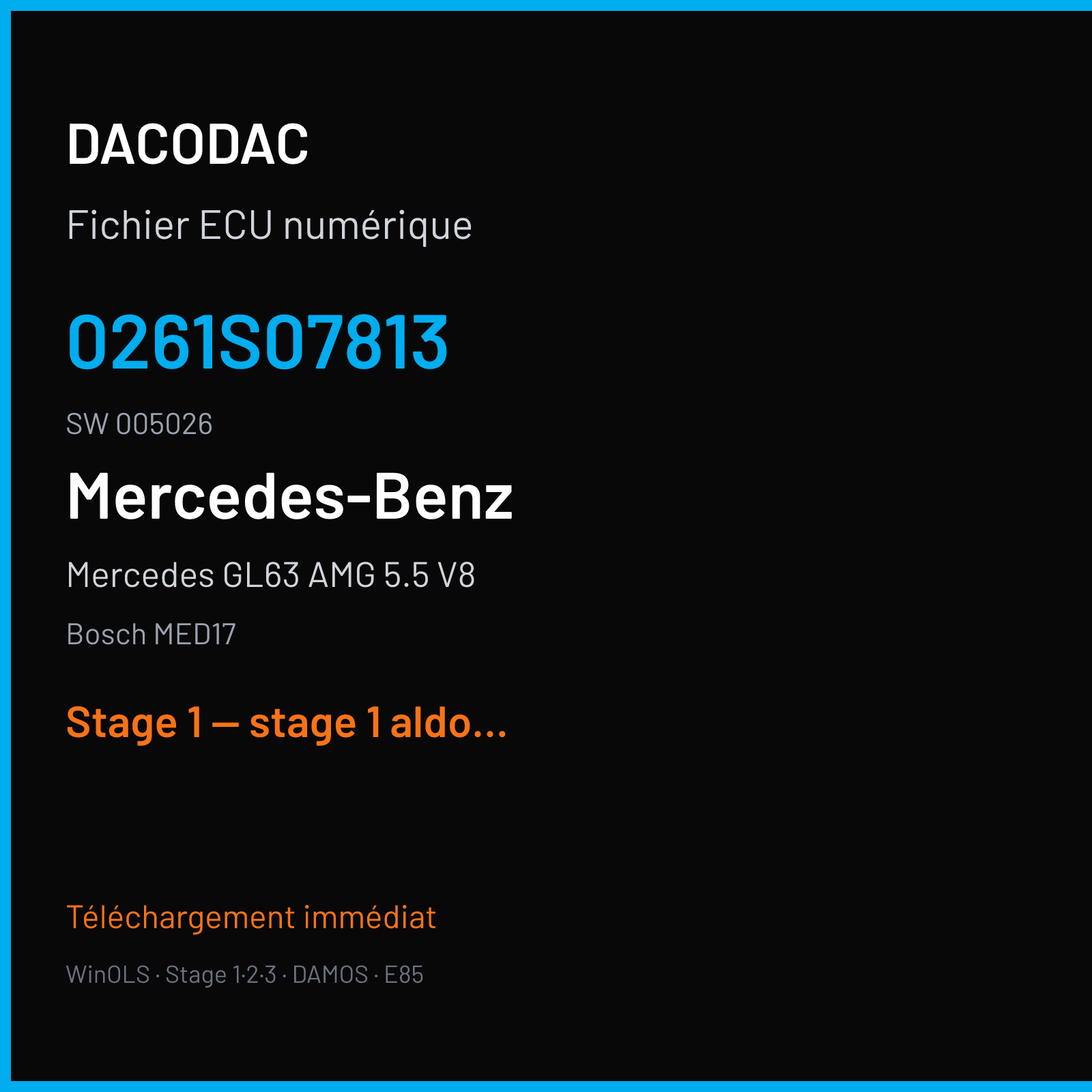 Mercedes GL63 AMG 5.5 V8 (2016) — Bosch MED17 — 0261s07813 · 005026 — Stage 1 — stage 1 aldo is ok 600hp 800nm