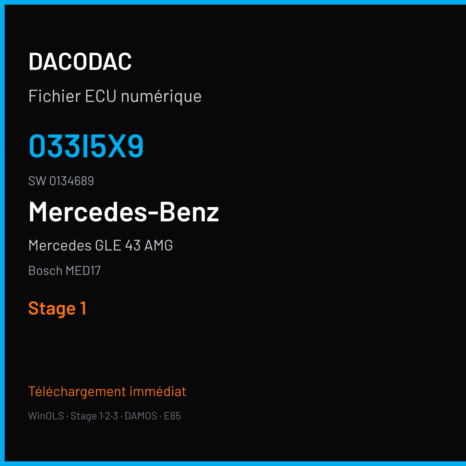 Mercedes GLE 43 AMG 396 ch (2017) — Bosch MED17 — 033I5X9 · 0134689 · 025092 — Stage 1