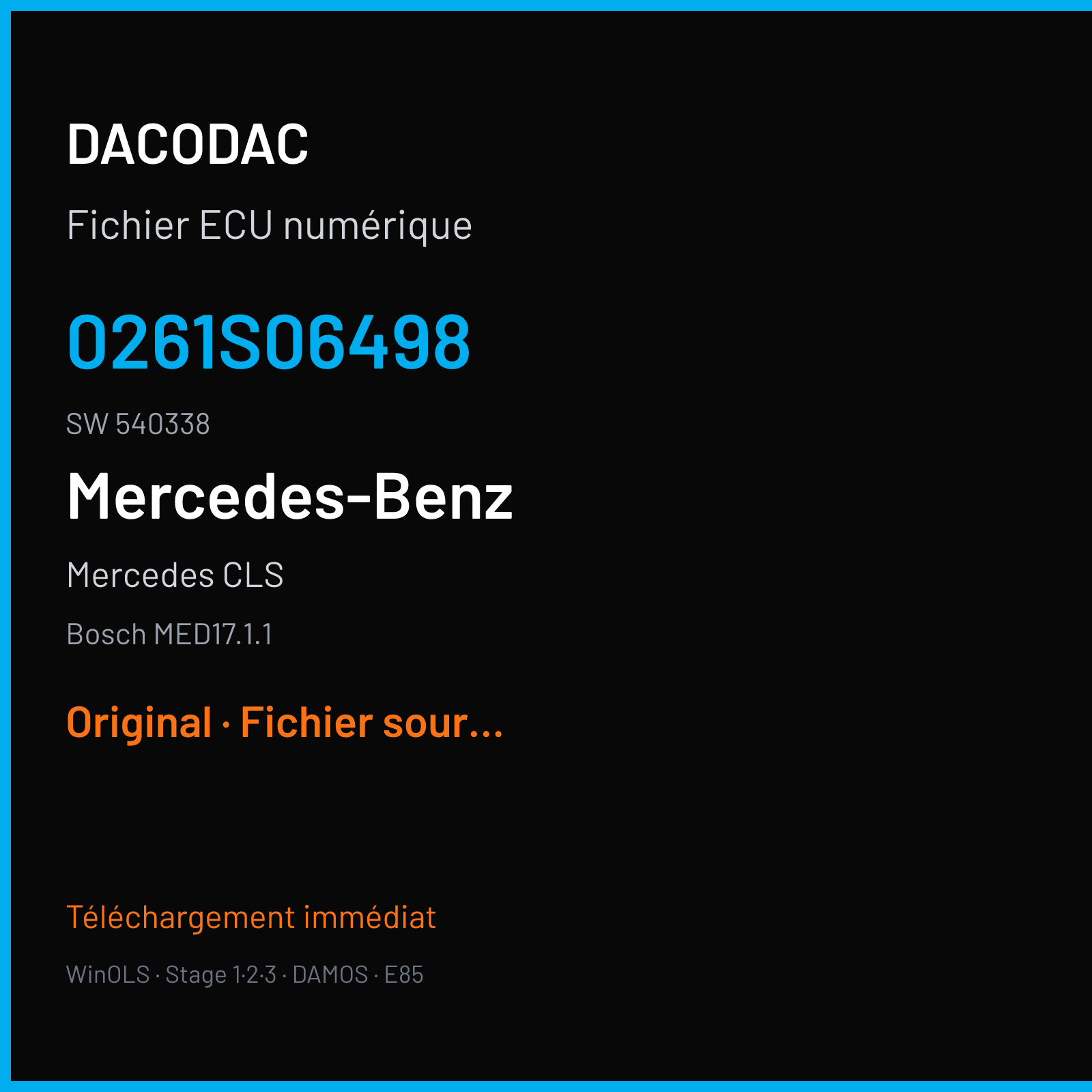 Mercedes CLS (2012) — Bosch MED17.1.1 — 0261S06498 · 540338 — Original
