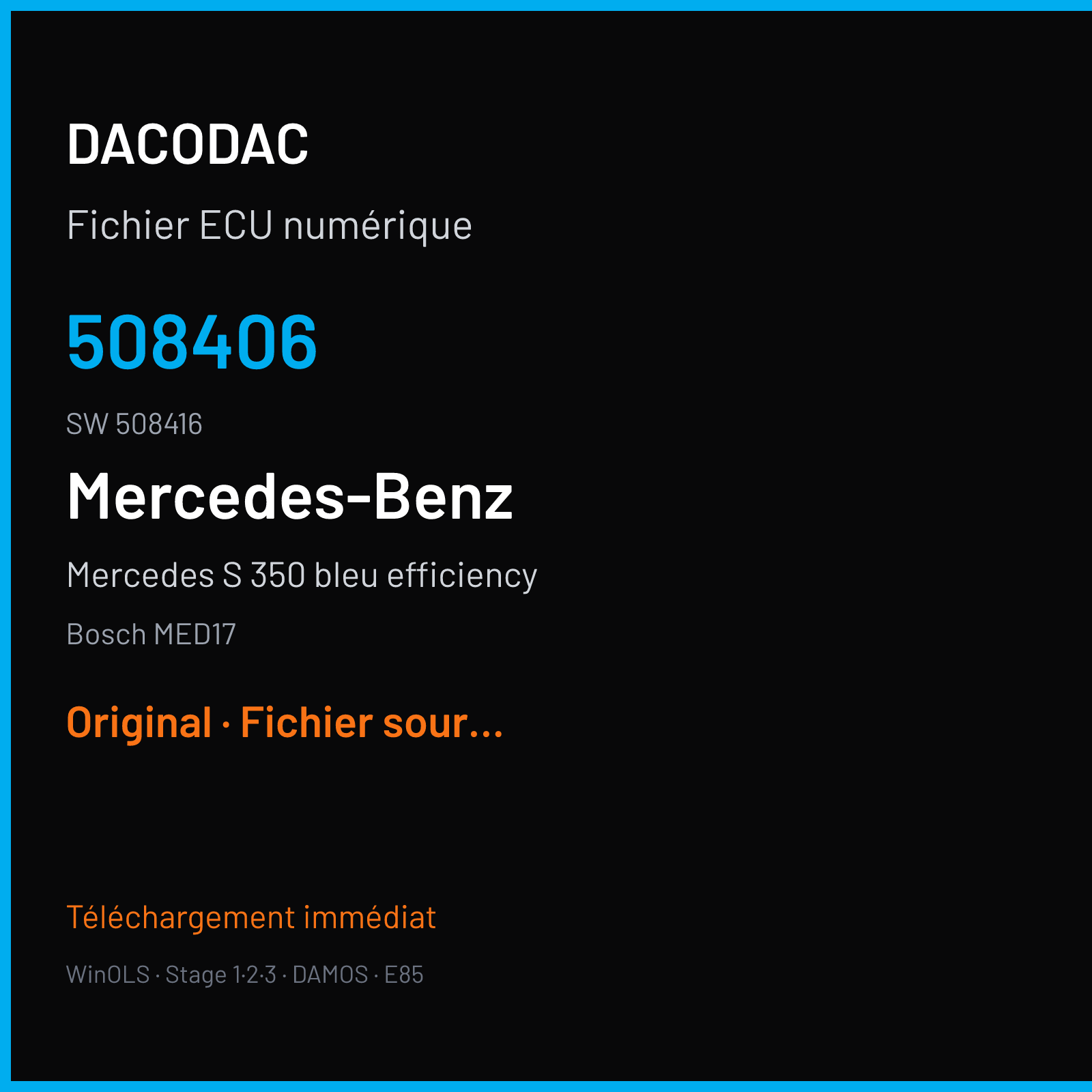 Mercedes S 350 bleu efficiency (2012) — Bosch MED17 — 508406 · 508416 — Original