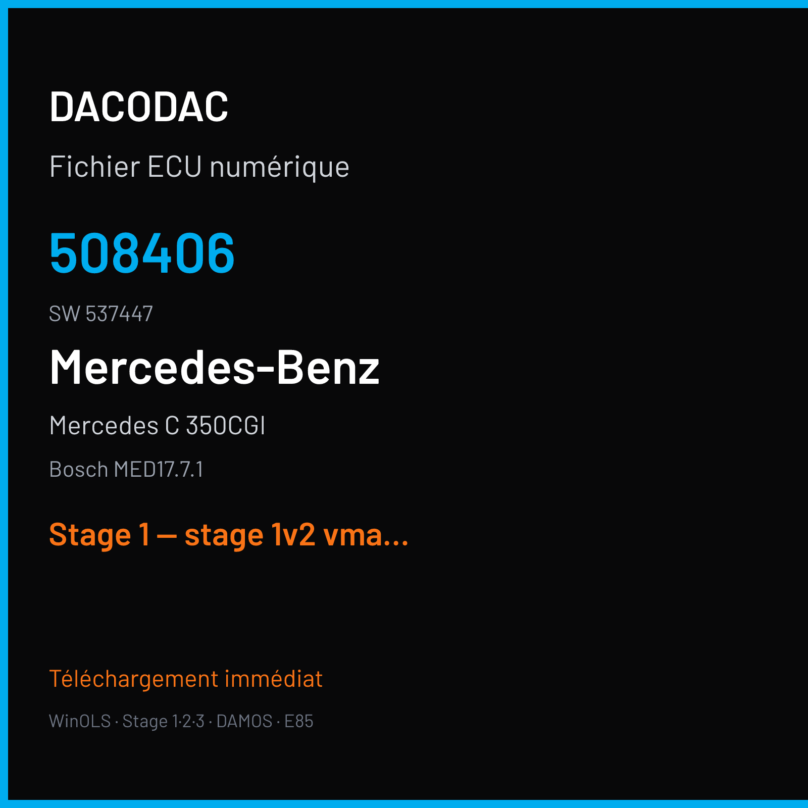 Mercedes C 350CGI (2012) — Bosch MED17.7.1 — 508406 · 537447 — Stage 1 — stage 1v2 vmax off pop and bang