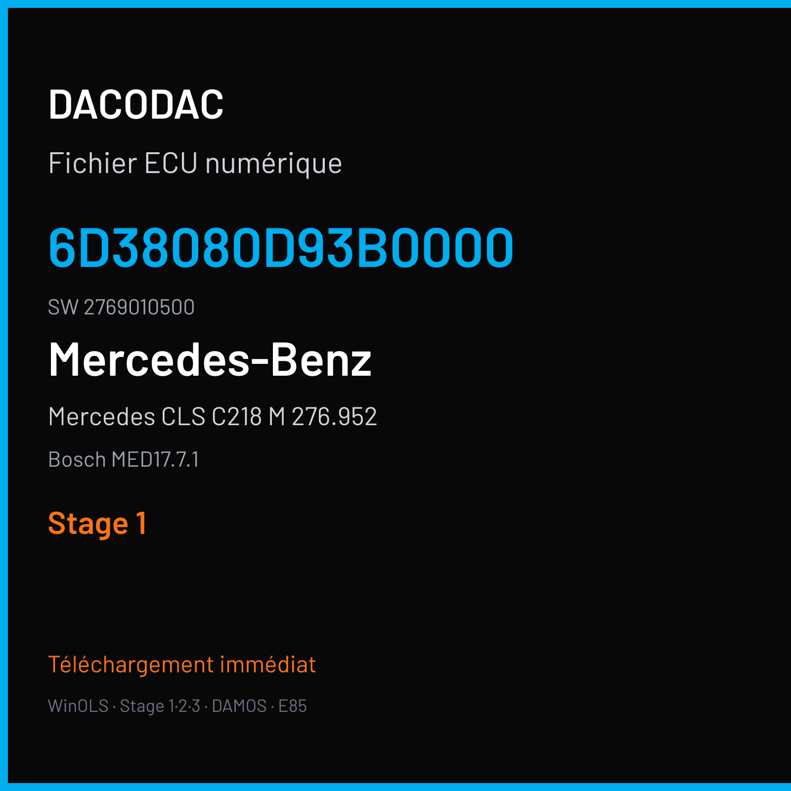 Mercedes CLS C218 M 276.952 310 ch (2010) — Bosch MED17.7.1 — 6D38080D93B0000 · 2769010500 · 0610 — Stage 1