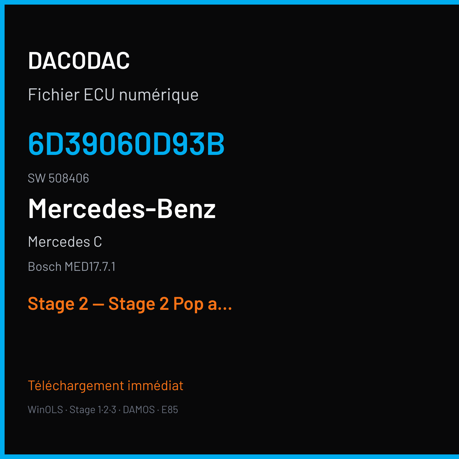 Mercedes C (2013) — Bosch MED17.7.1 — 6D39060D93B · 508406 — Stage 2 — Stage 2 Pop and Bang