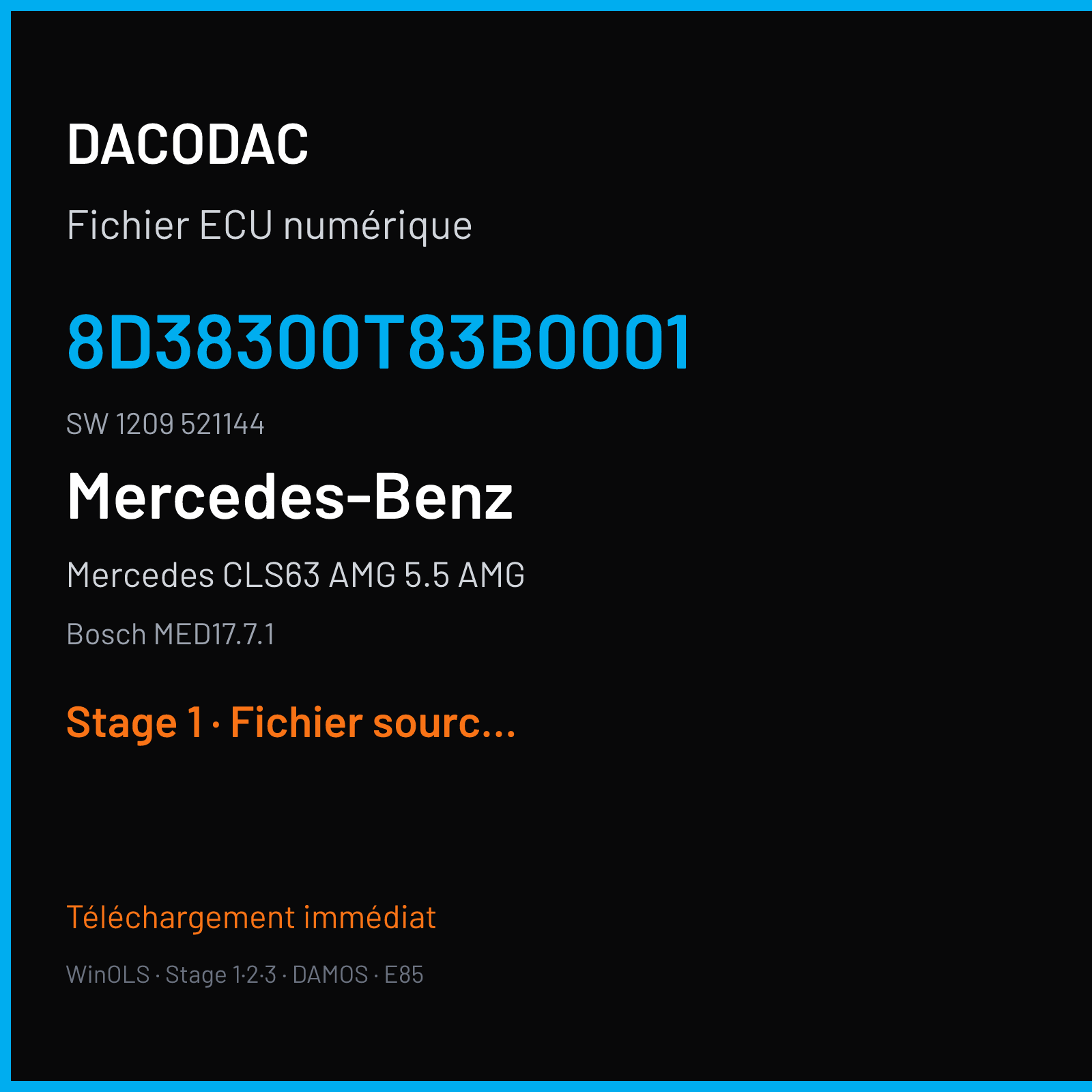 Mercedes CLS63 AMG 5.5 AMG (2012) — Bosch MED17.7.1 — 8D38300T83B0001 · 1209 521144 — Stage 1