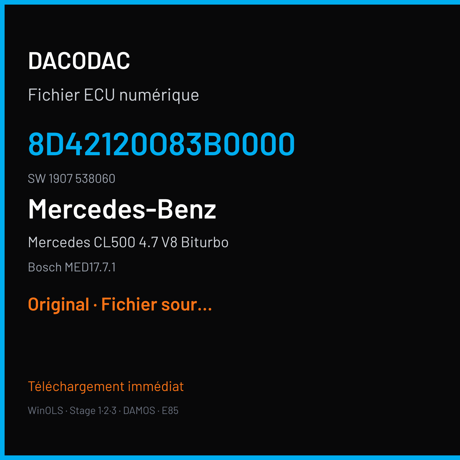 Mercedes CL500 4.7 V8 Biturbo (2012) — Bosch MED17.7.1 — 8D42120O83B0000 · 1907 538060 — Original