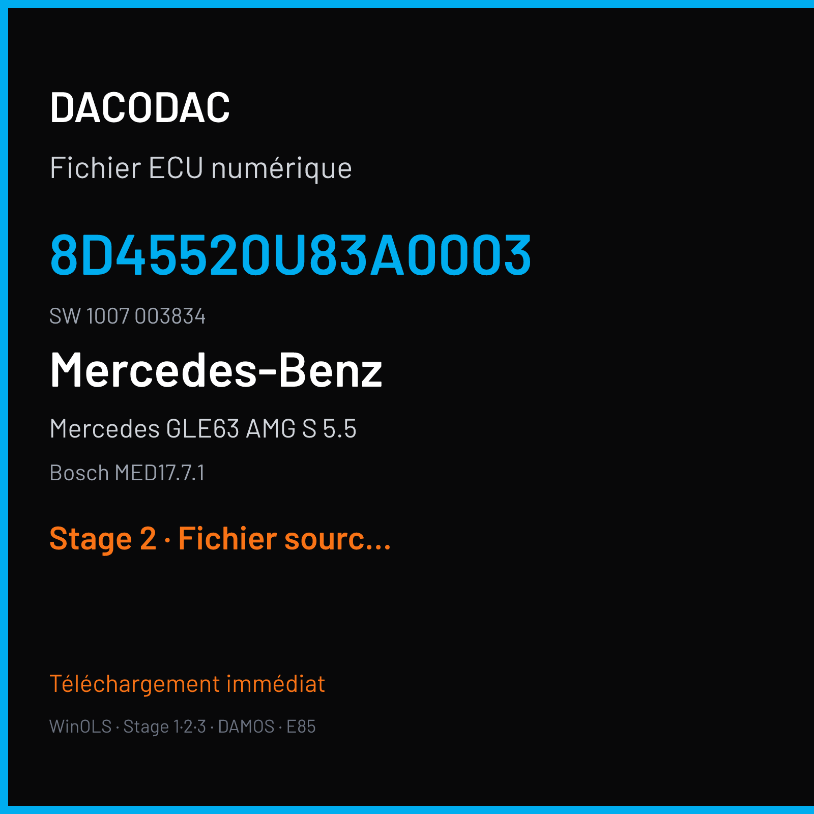 Mercedes GLE63 AMG S 5.5 (2016) — Bosch MED17.7.1 — 8D45520U83A0003 · 1007 003834 — Stage 2
