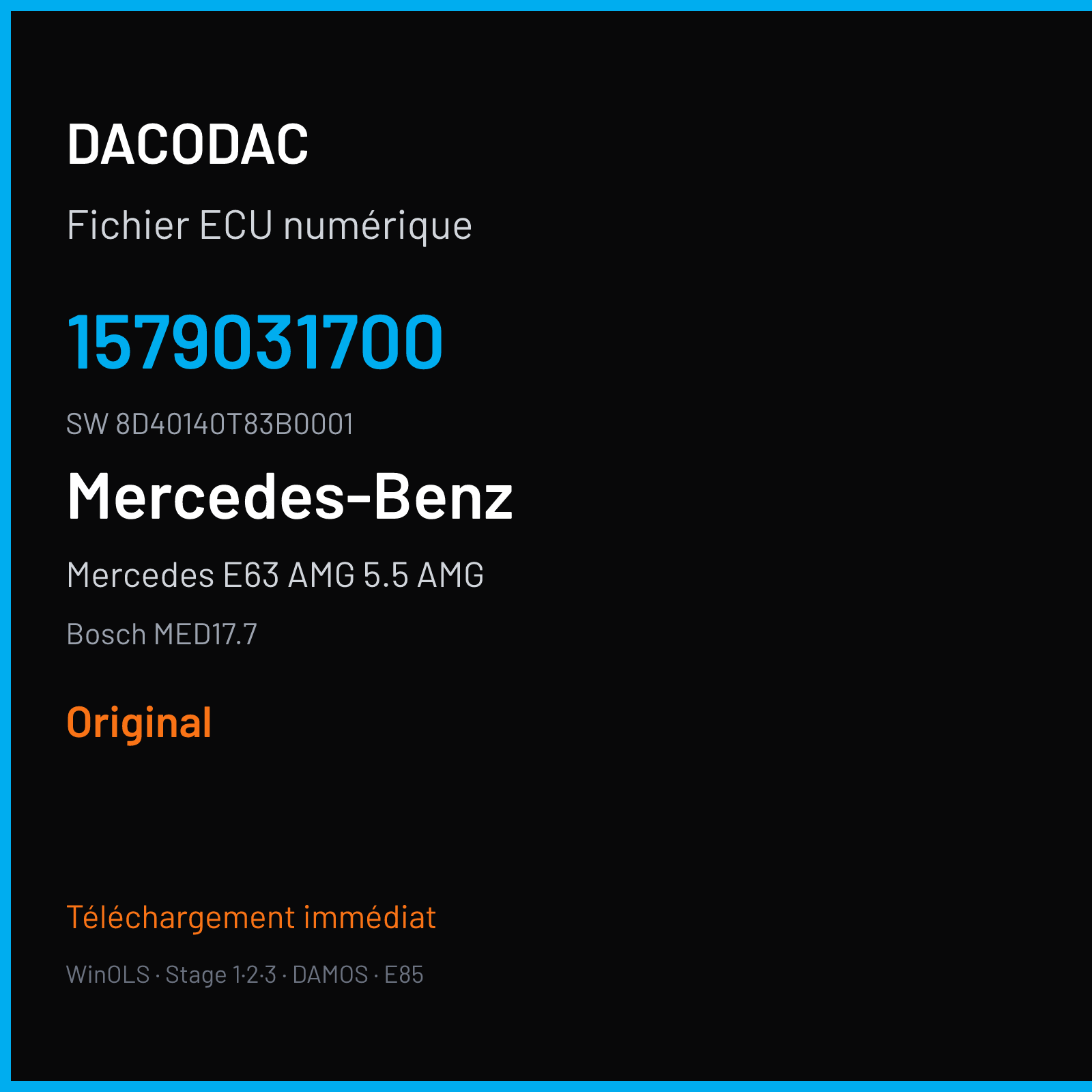 Mercedes E63 AMG 5.5 AMG 570 ch (2012) — Bosch MED17.7 — 1579031700 · 8D40140T83B0001 · 2906 521144 — Original