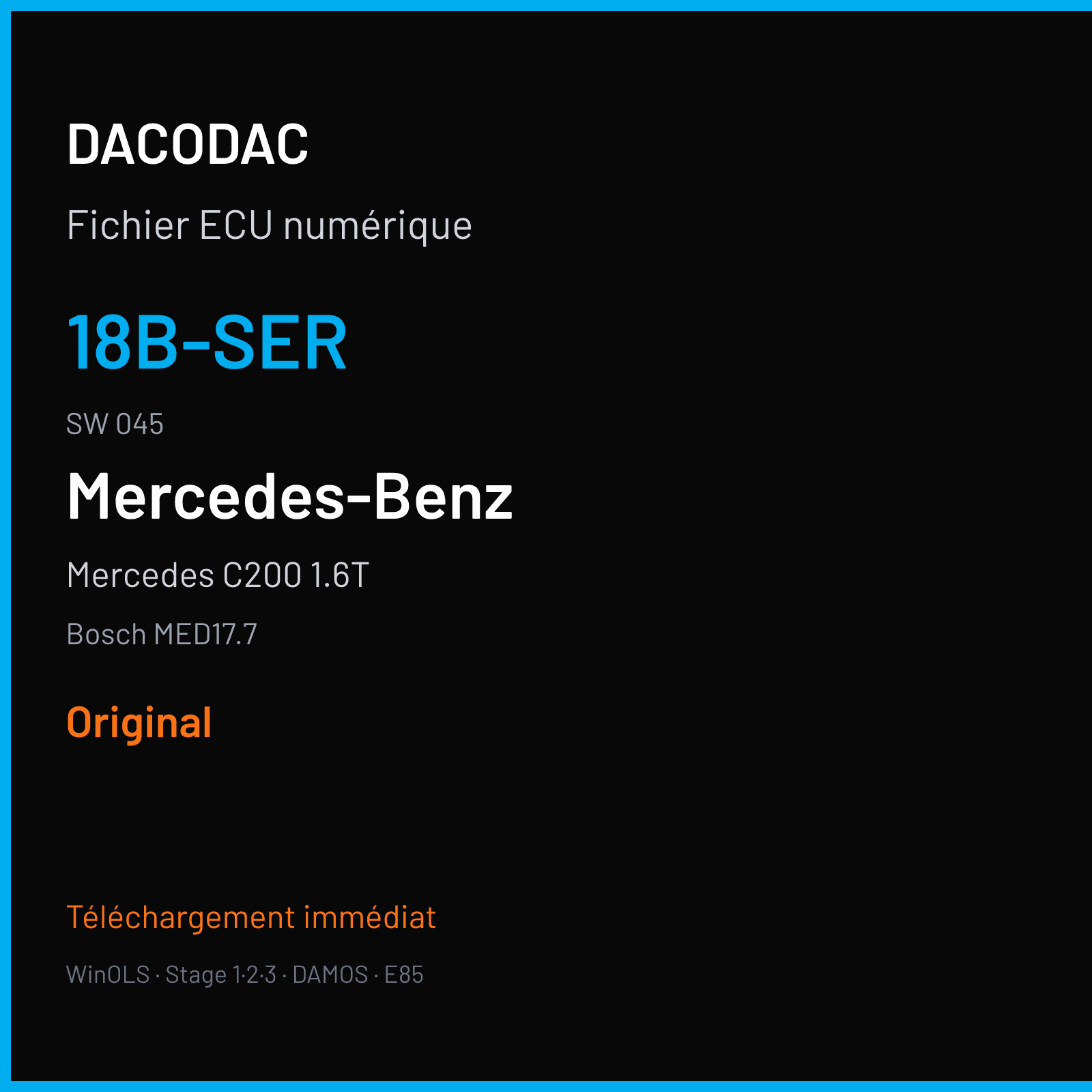 Mercedes C200 1.6T 156 ch (2019) — Bosch MED17.7 — 18B-SER · 045 · 00-STAR23- 10SW049294 050363 — Original