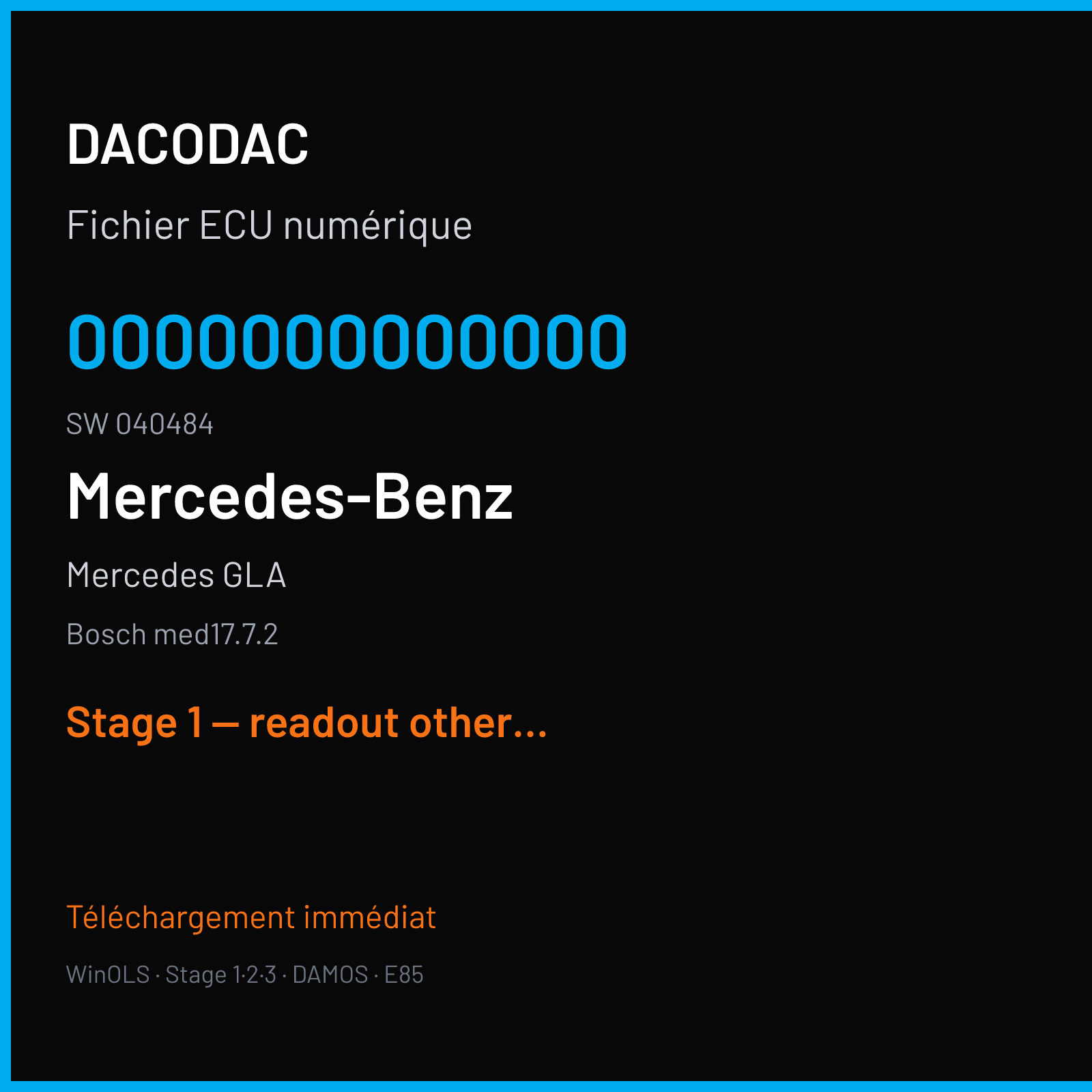 Mercedes GLA (2017) — Bosch med17.7.2 — 0000000000000 · 040484 — Stage 1 — readout other tuner stage 1