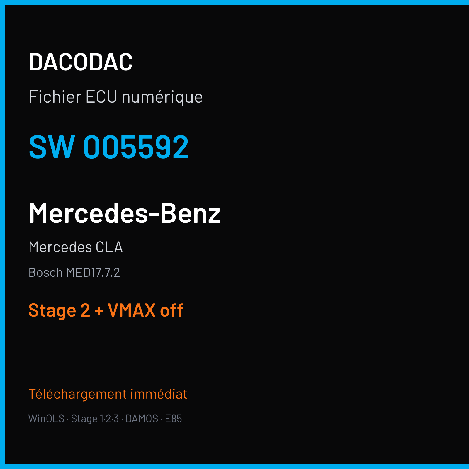 Mercedes CLA (2014) — Bosch MED17.7.2 — 005592 — Stage 2 + VMAX off