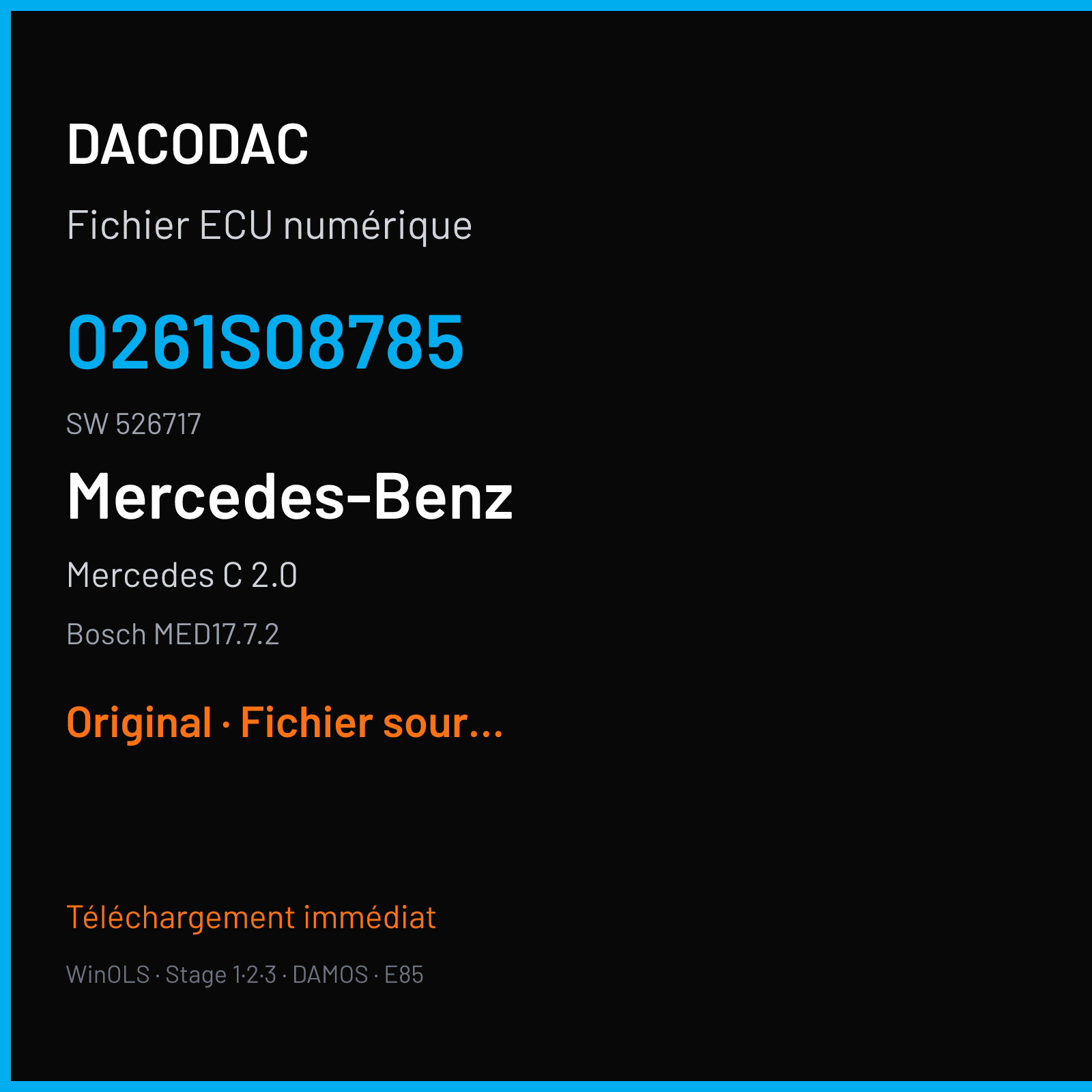 Mercedes C 2.0 (2017) — Bosch MED17.7.2 — 0261S08785 · 526717 — Original